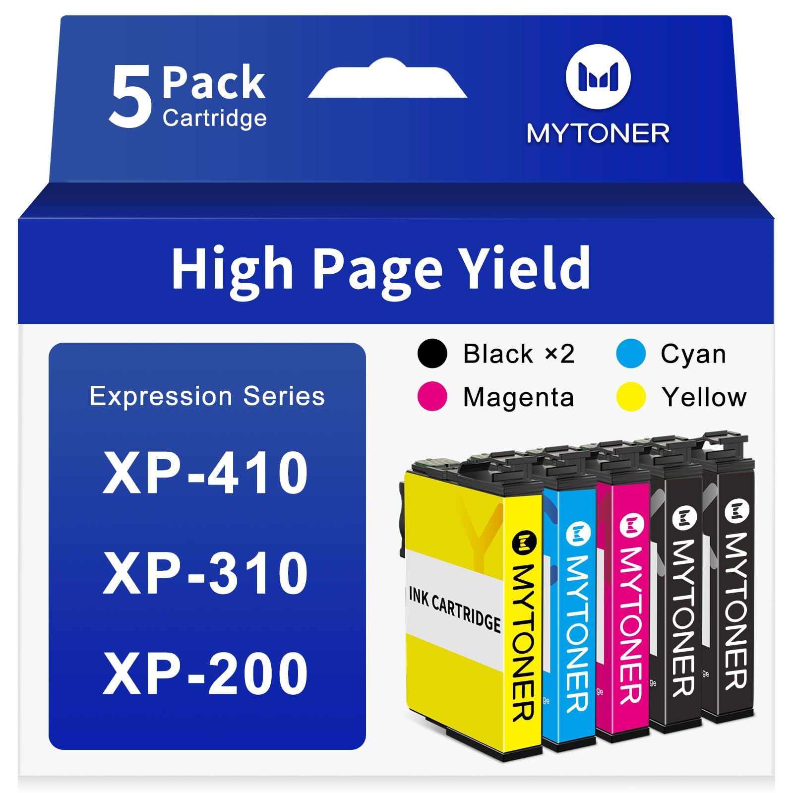 Remanufactured for Epson 200 Ink Cartridges Combo Pack Replacement for 200 XL Ink Cartridge for Printer Expression XP-200 XP-300 XP-310 XP-400 XP-410 Workforce WF-2520 WF-2530 (5 Pack)