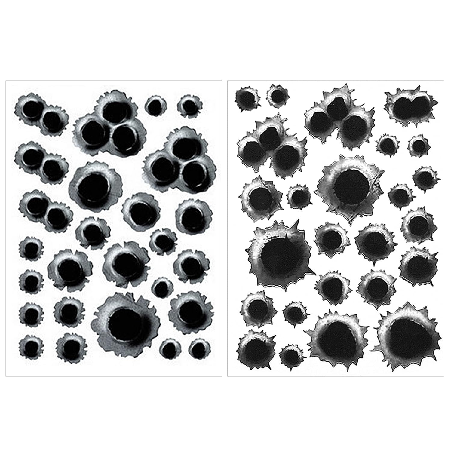 2 adesivi per fori di proiettile, nero, PVC, Distressed, fori simulati, adatti per auto, computer e molto altro ancora