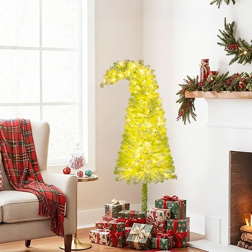 Miniatura 3 de HAPPYGRILL - Árbol de Navidad artificial de 5 pies con luces preiluminadas, con parte superior flexible, cubierto de copos de nieve, árbol de