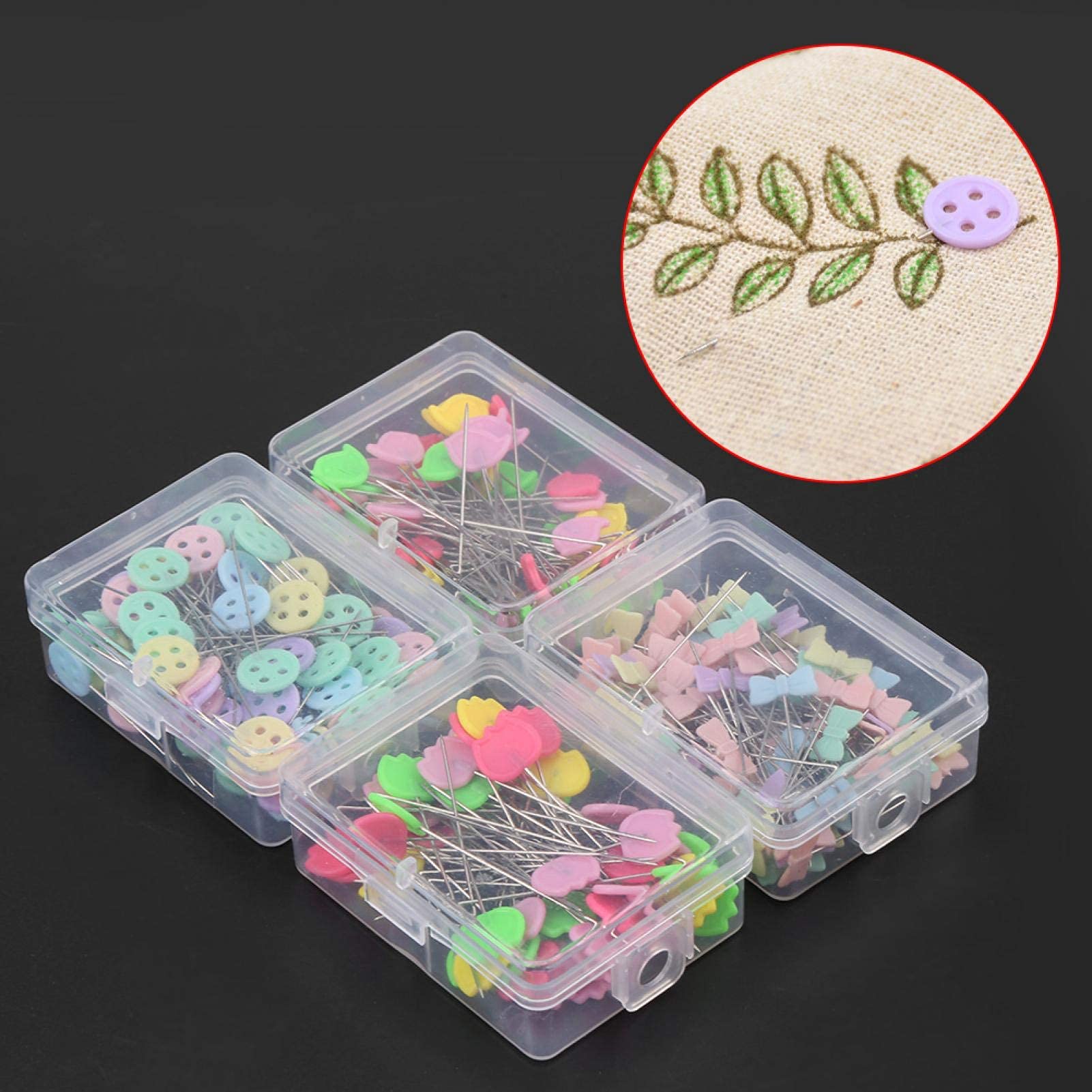 300 Pcs Flat Button &flower Head Pins, Long Straight Pins Quilting Pins Diy Quilting Tool Sewing Accessories for Dressmaking Jewelry Components [#2]