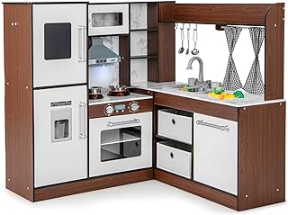 Sponsored You’re seeing this ad based on the product’s relevance to your search query.Learn more about this advertisement COSTWAY Children's Kitchen with Water Pump Function, Play Kitchen Wood with Light & Sound, Children's Kitchen Including Accessories & Baskets & Curtains & Hood, Multifunctional Toy Kitchen for