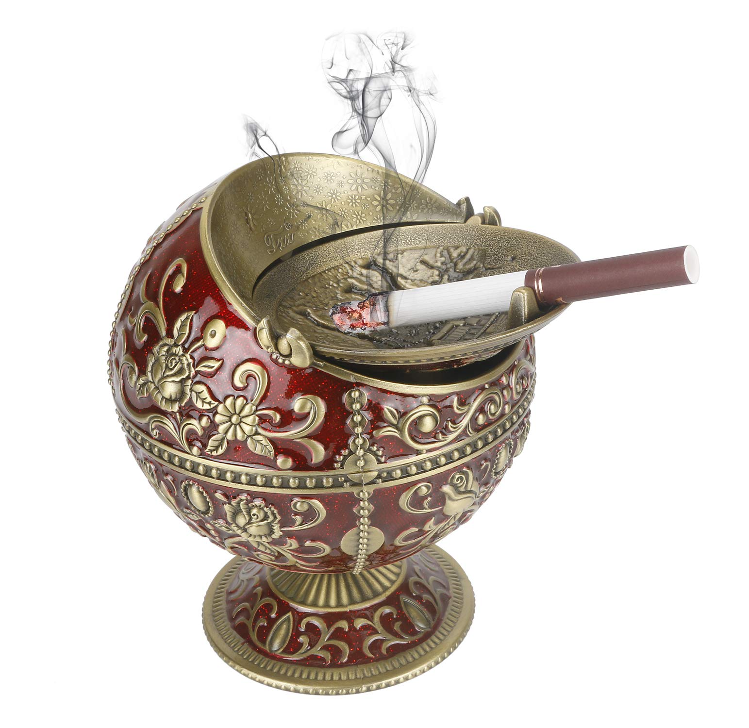 LAUYOO Vintage Aschenbecher Mit Deckel - Winddicht & Geruchsneutralisierend