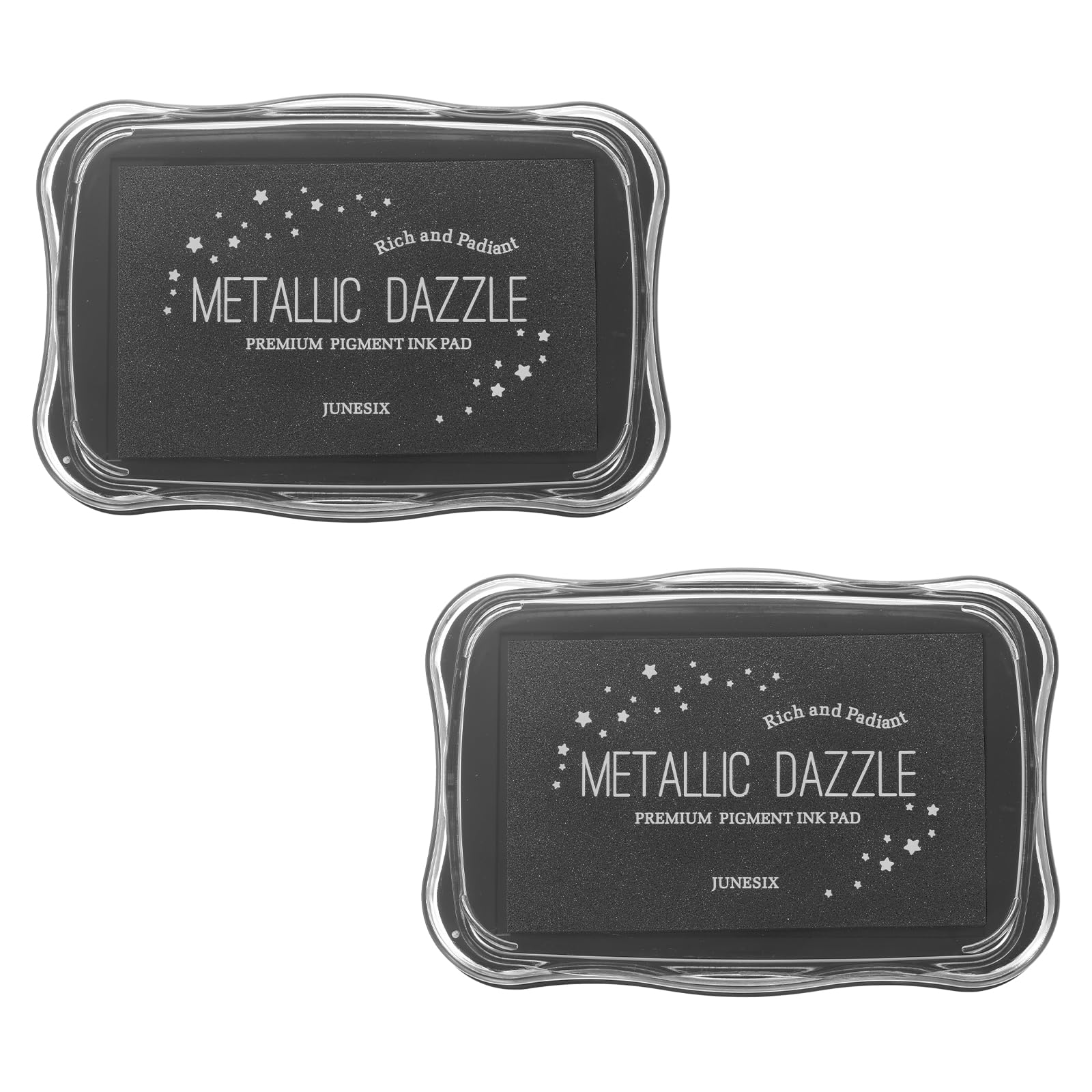 sourcing map 2 Pcs Metallic Ink Pads for Stamps, 3.9 x 2.5 Inch Washable Embossing Craft Ink Pad Stamp for Wood, Photo Paper, Fingerprint, DIY Card Making, Black