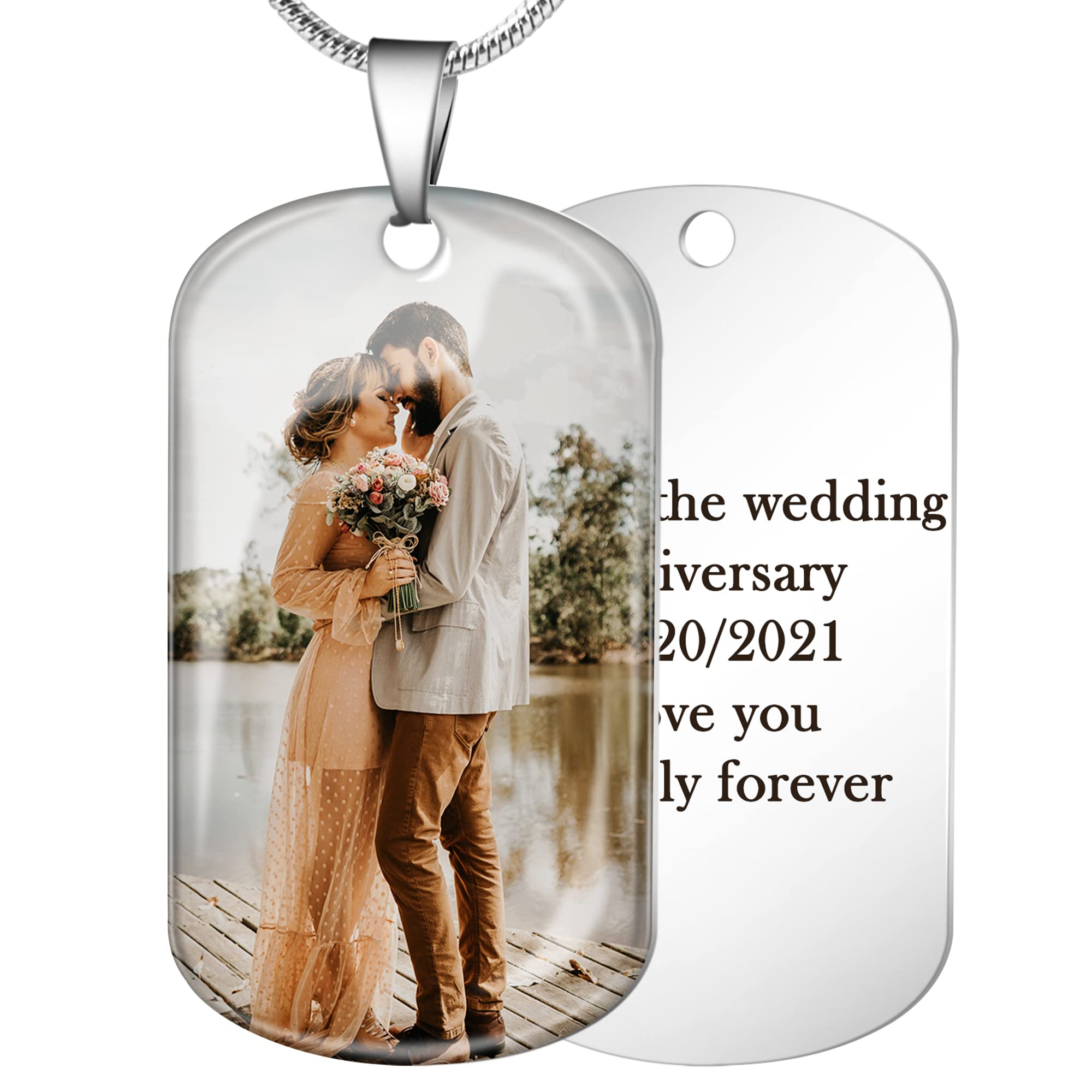 Bivei Custom Photo Dog Tag Necklace