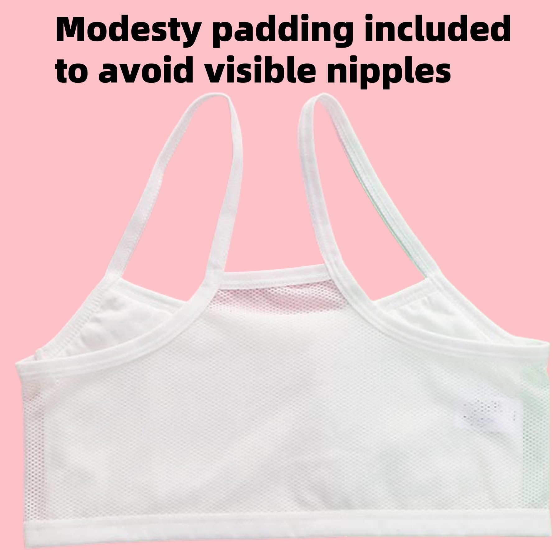 JYCY Lot de 4 soutiens-gorge de sport pour filles de 8 à 16 ans - Soutien-gorge d'entraînement - Doublure en coton ouaté - Soutien-gorge sans couture pour adolescentes