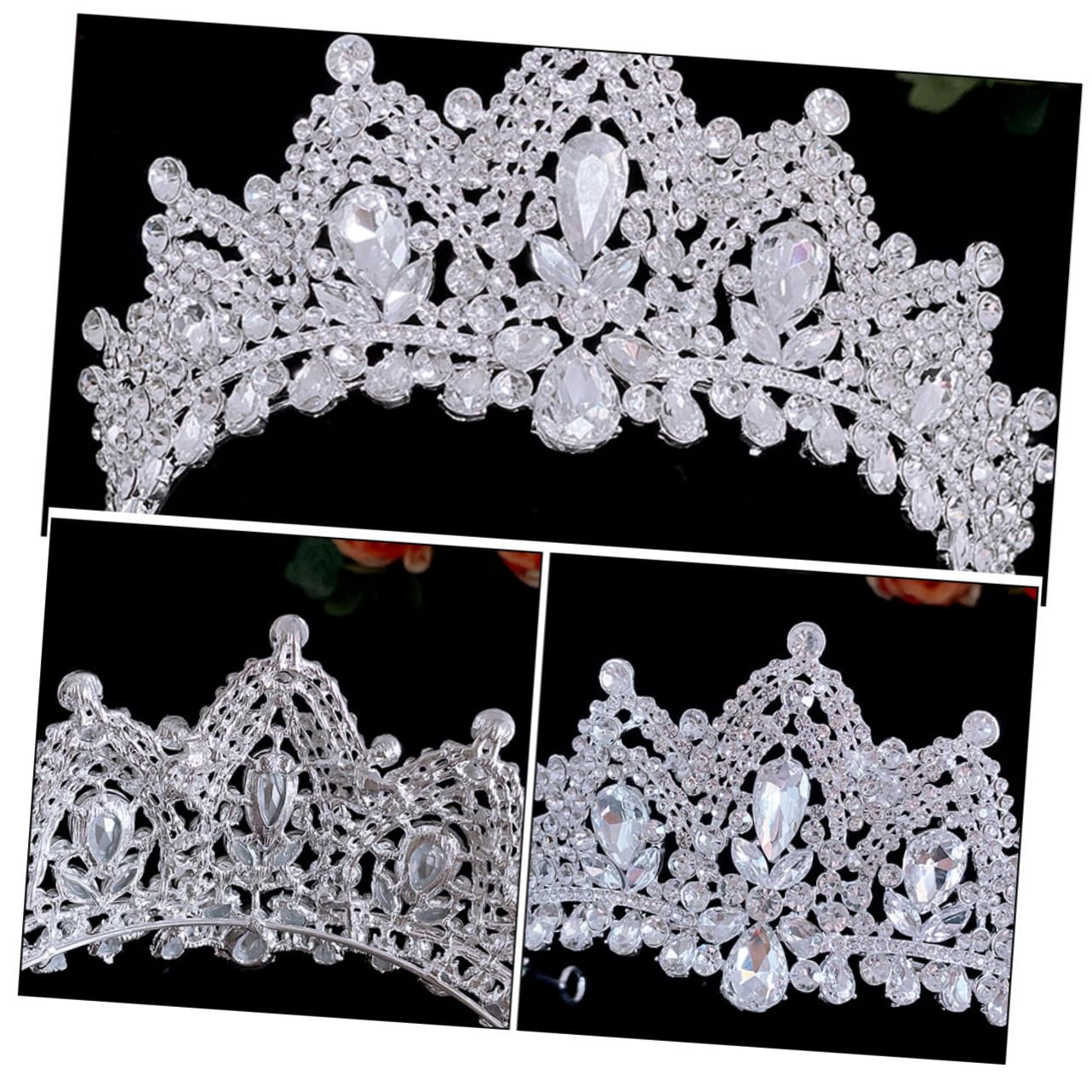 Healvian Korona Akcesoria Do Włosów Korony Dla Kobiet Panny Młodej Korona Ślubna Korona Z Kryształkami Ślubna Nakrycie Głowy Akcesoria Do Włosów Dla Panny Młodej Głowa Ślubna Dla
