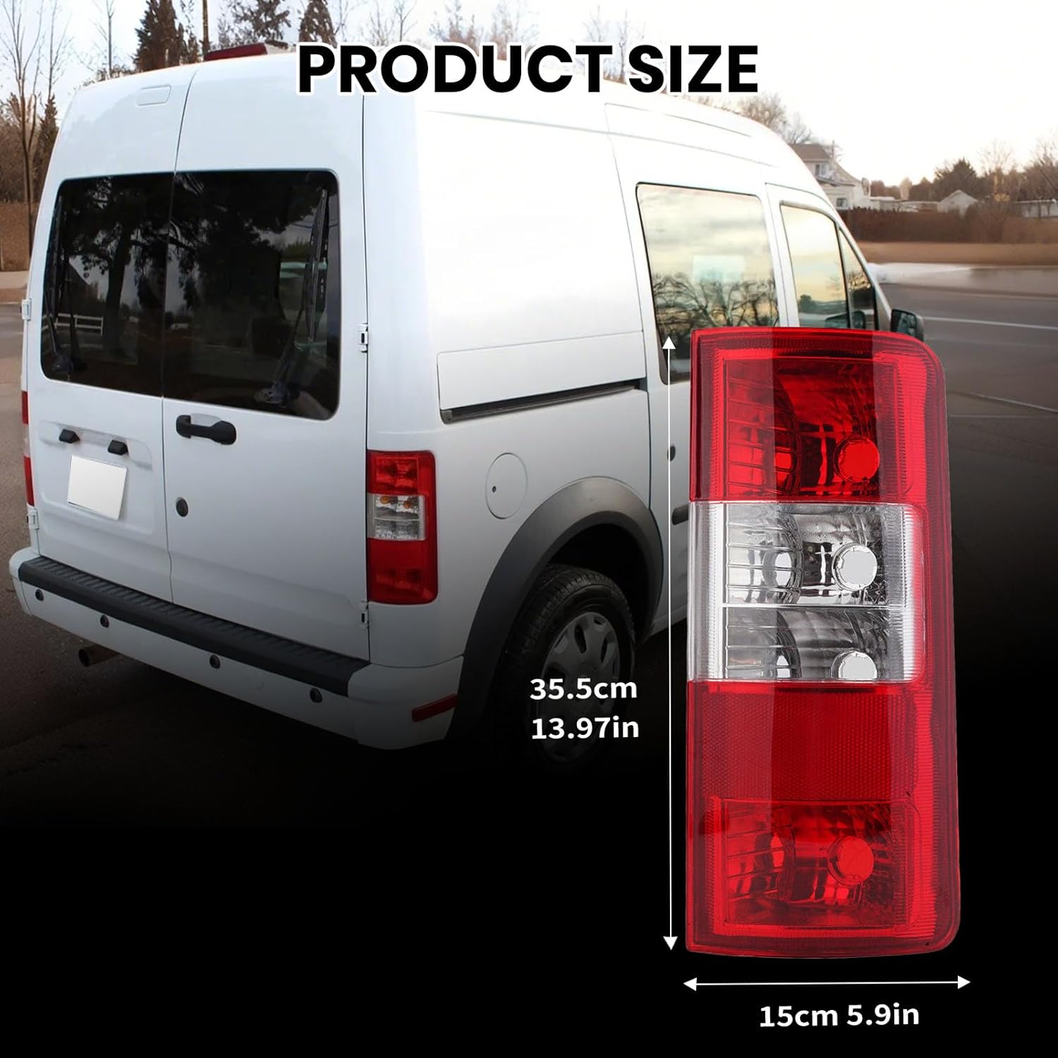 Tail Light Lens Compatible with 2010 2011 2012 2013 Ford Transit Connect Passenger Side Replace 9T1Z13404A FO2801225 (Right)
