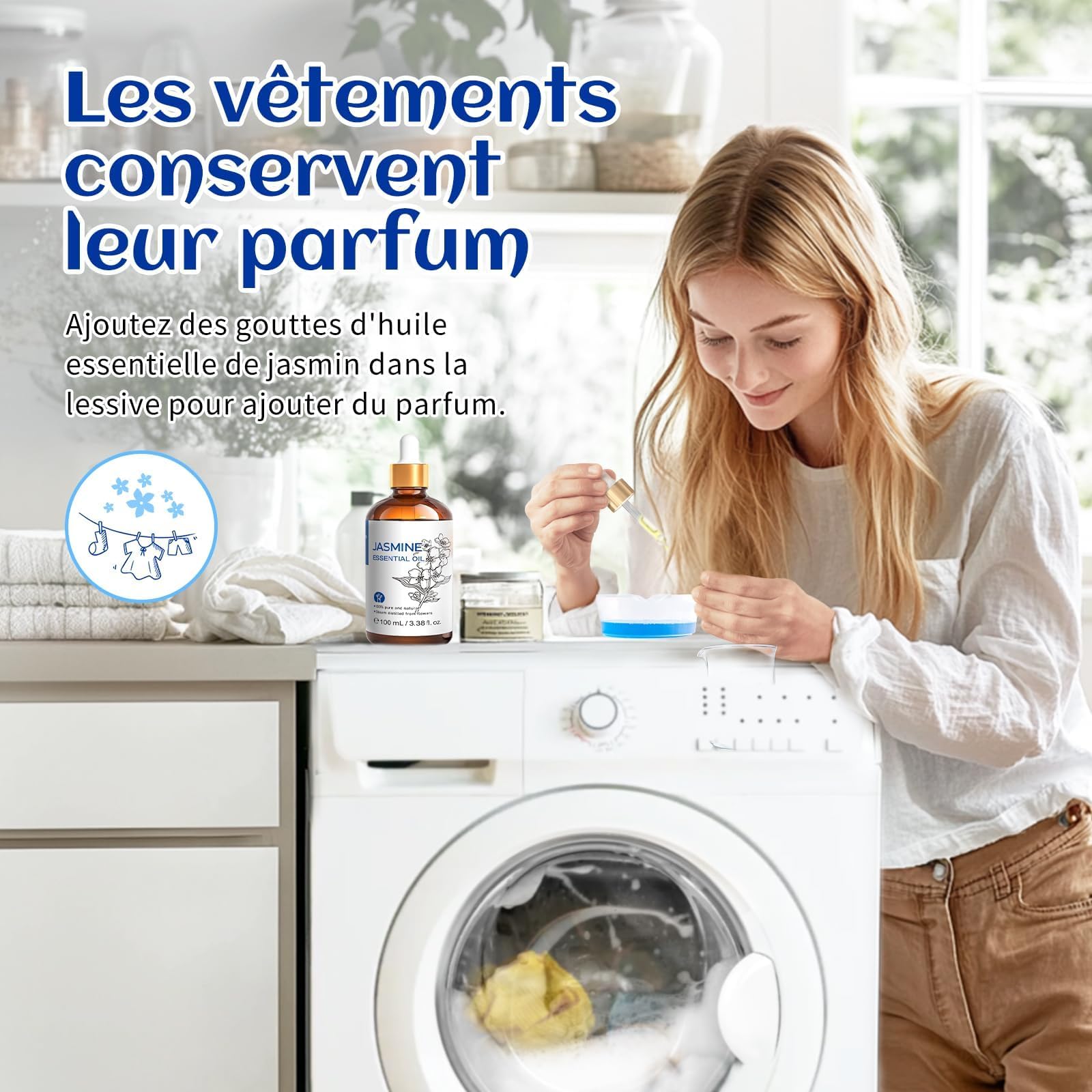 HIQILI Olio Essenziale di Gelsomino, Olio di Gelsomino Puro e Naturale per Diffusori, Profumi, Shampoo, Aromaterapia