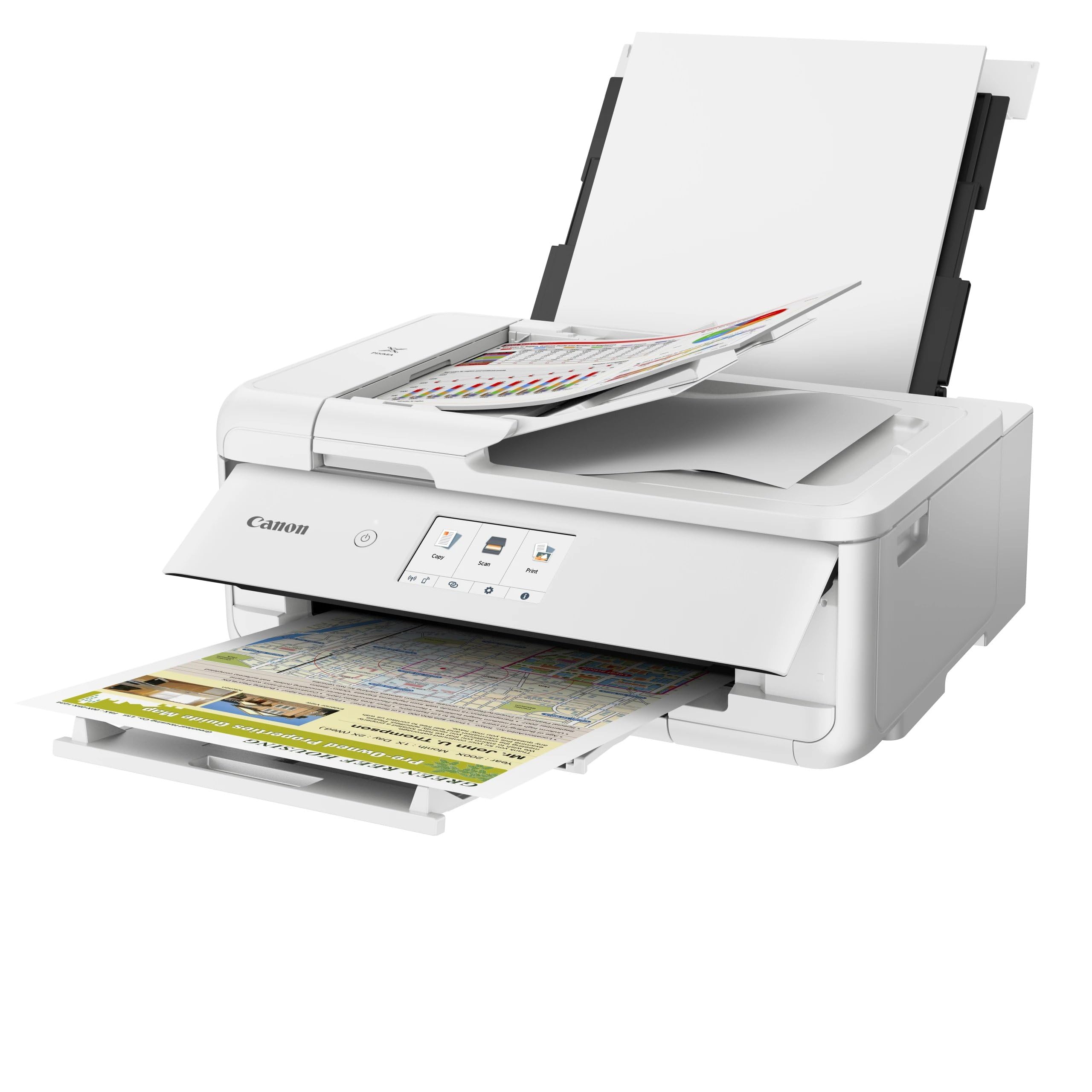 Canon Pixma TS9550Ca Impresora Multifunción Empresarial, Sistema de Inyección de Tinta, A3, WiFi, Conectividad Inalámbrica, ADF de 20 Hojas, Cartuchos Tinta XL, Pantalla Táctil, Blanco