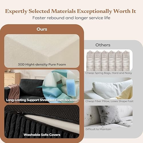 Miniatura 4 de Sofá modular Cloud de 136 pulgadas, sofá convertible orientado a la izquierda y derecha con asiento profundo, sofá modular tapizado de espuma en