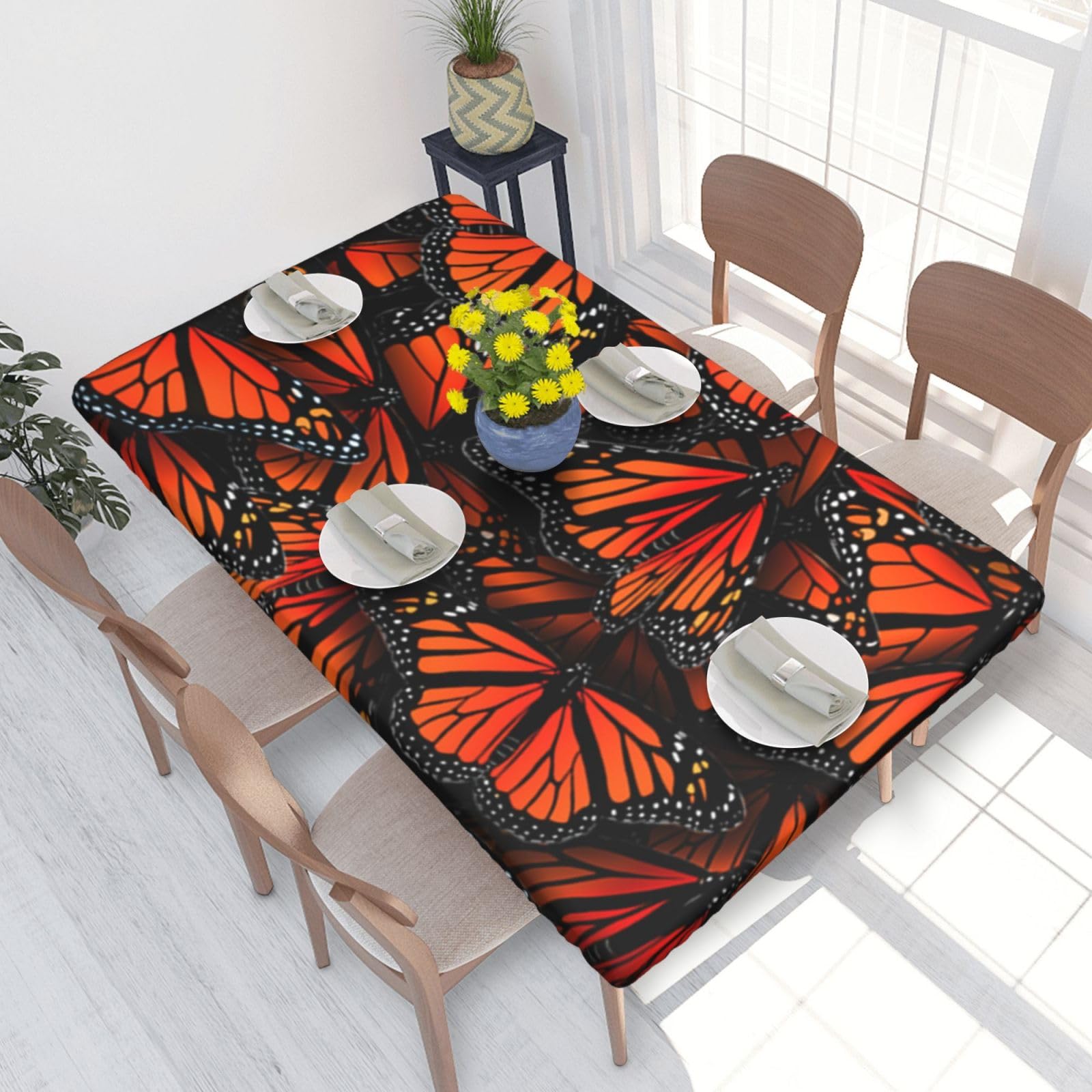BNVSADC Monarch Butterflies Printed 4FT Tablecloth 122x76 CM Polyester Kitchen Water Resistant Table Cloth Dining Table Decoration Table Covers