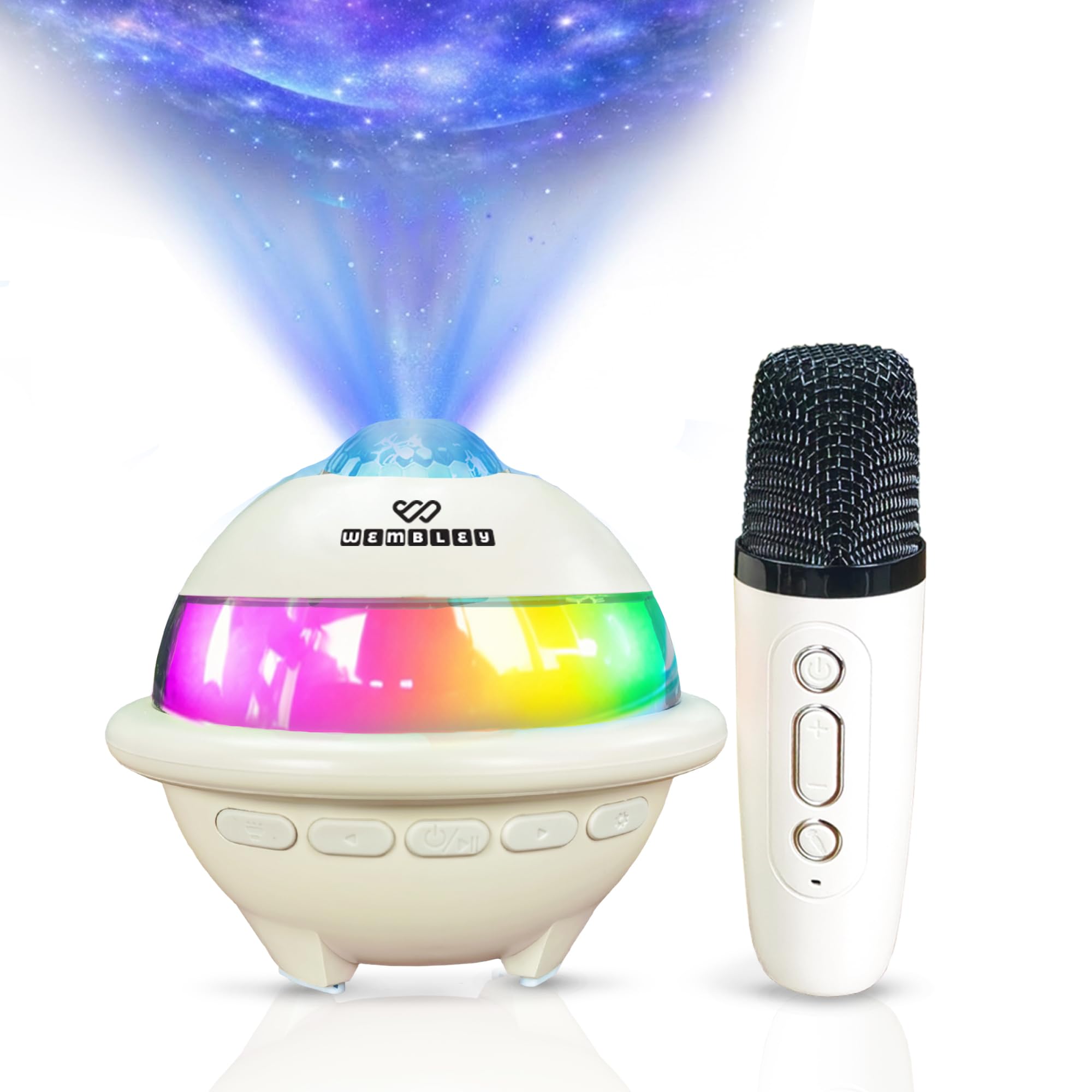 Wembley Karaoke Bluetooth Speaker | Bluetooth Speaker with 1 Mic and RGB Lights | Features Starry Space Projection | HD Sound with 5 Fun Audio Modes | Birthday Gift for Kids (Beige)-picture-15