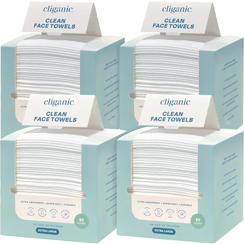 Toalhas Faciais Descartáveis Cliganic XL, Lenços Secos Macios, 200 unidades