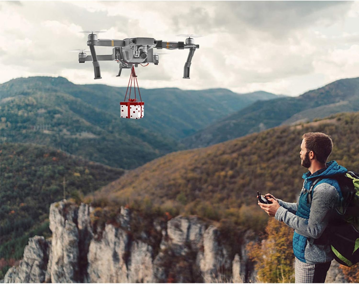 LICHIFIT Drone Airdrop System with Landing gears for DJI Mavic Pro Photosensitive Thrower Transport Delivery Payload Release Air Dropping Device Extended Legs