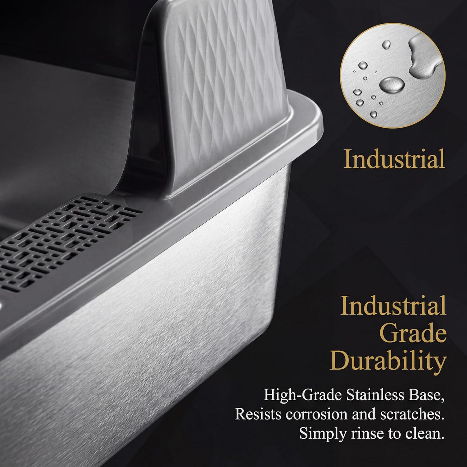 Suhaco Medium Stainless Steel Litter Box Side Entry High Sides Deep Metal Cat Litter Boxes with Lid Low Entry Litter Mat and Scoop Litter Pan (Grey)