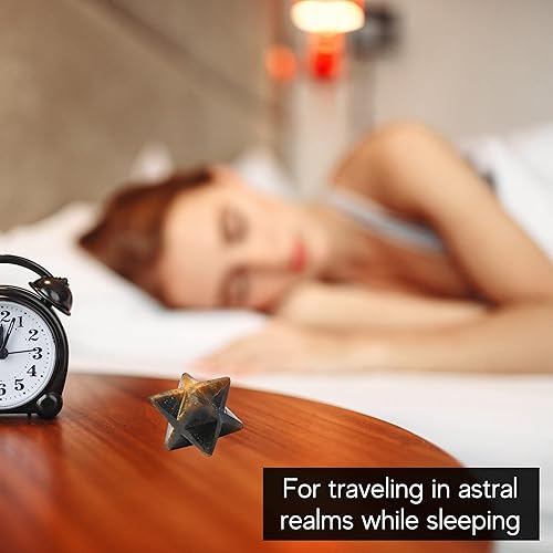 Miniatura 284 de Amazing Gemstone Larvikite Merkaba Crystal – Estrella de Merkaba metafísica de 1 pulgada para meditación – Cristal tetraedro energético y piedras