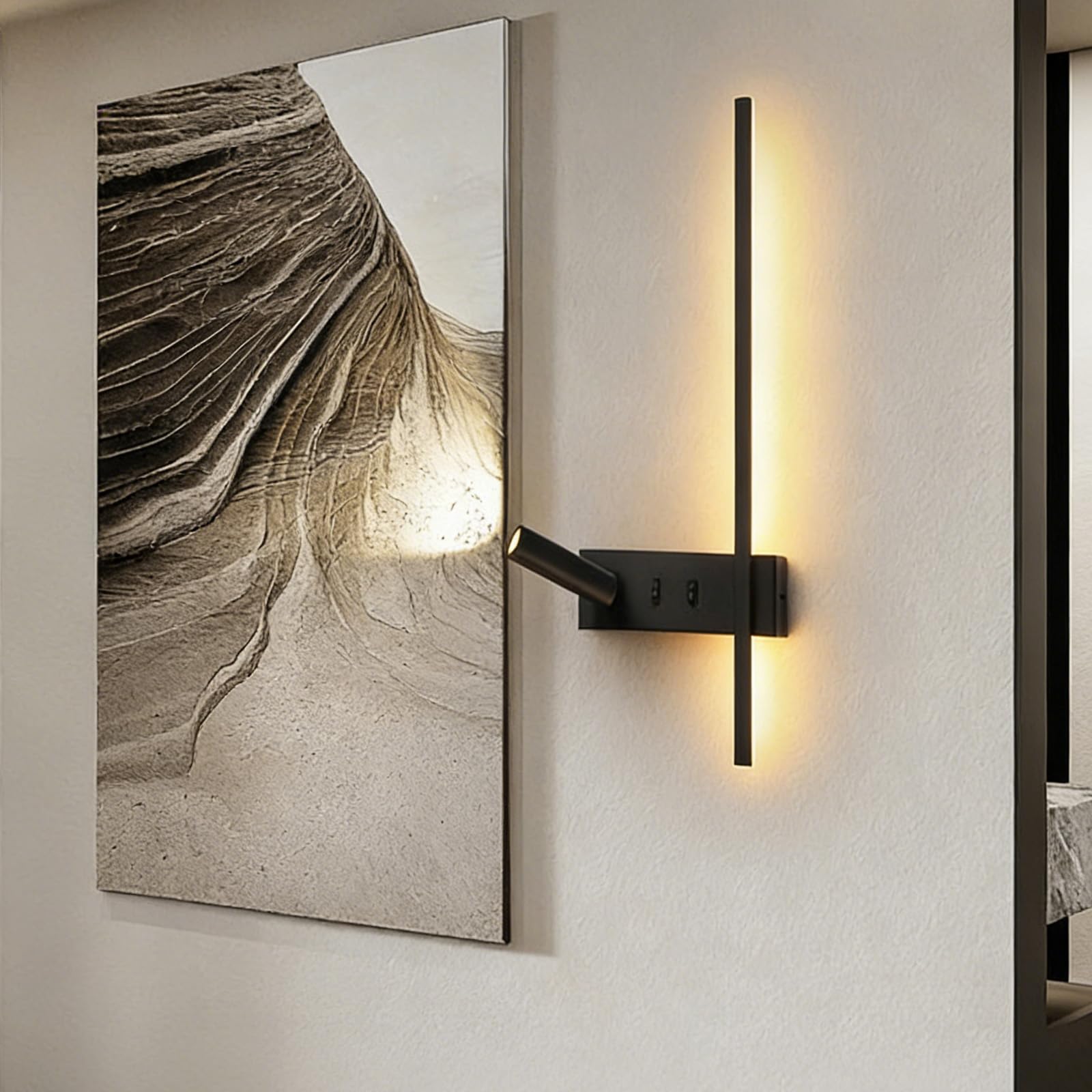 Lámpara de pared giratoria 270° con doble interruptor e iluminación LED 8