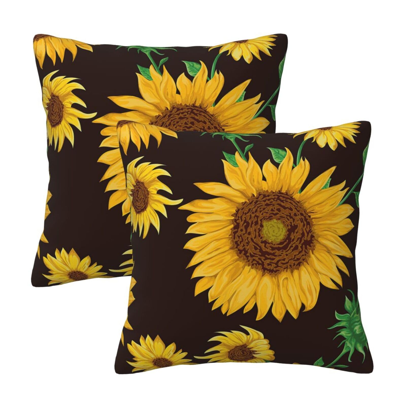 Set di 4 Federe Cuscini Divano 45x45cm Quadrate Fodere Cuscini Paesaggio di girasole Stampa fronte/retro Lino Cuscini Decorativa Outdoor Federa Cuscino per Camera da Letto Soggiorno Giardino Gifts-134