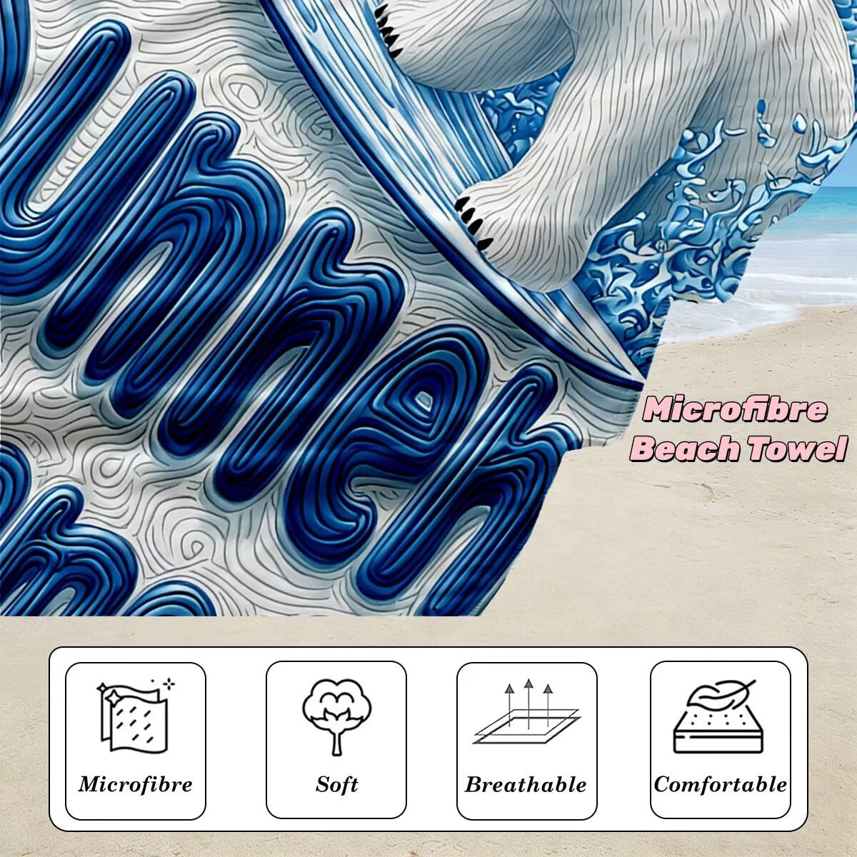 Toalla Playa 80x160 cm, Toalla Gimnasio Microfibra Secado Rapido, Juego de 2 Antiarena Toallas de Playa, Ligera Compacta Toallas Microfibra Grande para Viaje, Regalo Hombre Regalo Mujer (Oso) -4055