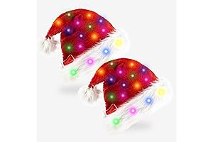 2 pcs Santa Hats With Led Light Up, Fits Adults Kids Holiday Party