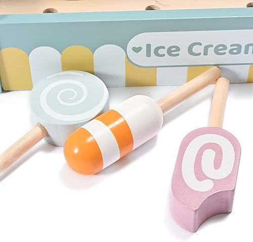 Miniatura 5 de MONT PLEASANT Juego de juguetes de helado de madera accesorios de cocina para niños juguetes de madera para niños perfectos para regalo de