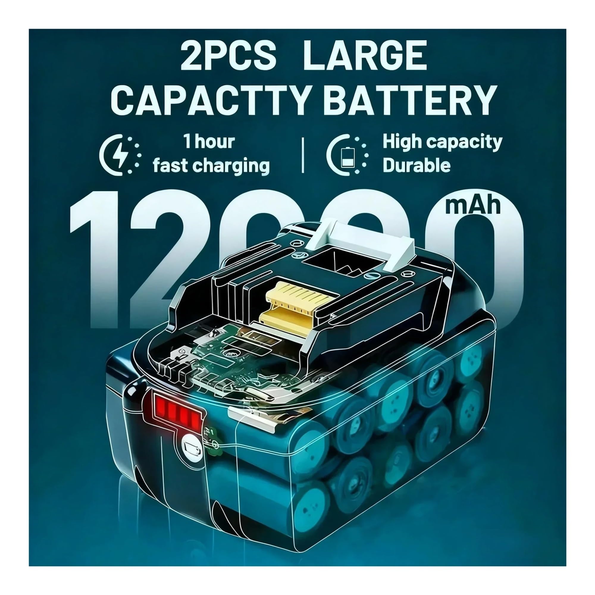 Batteria For Elettroutensile 18V 8Ah/10Ah/12Ah, Compatibile Con Makita
