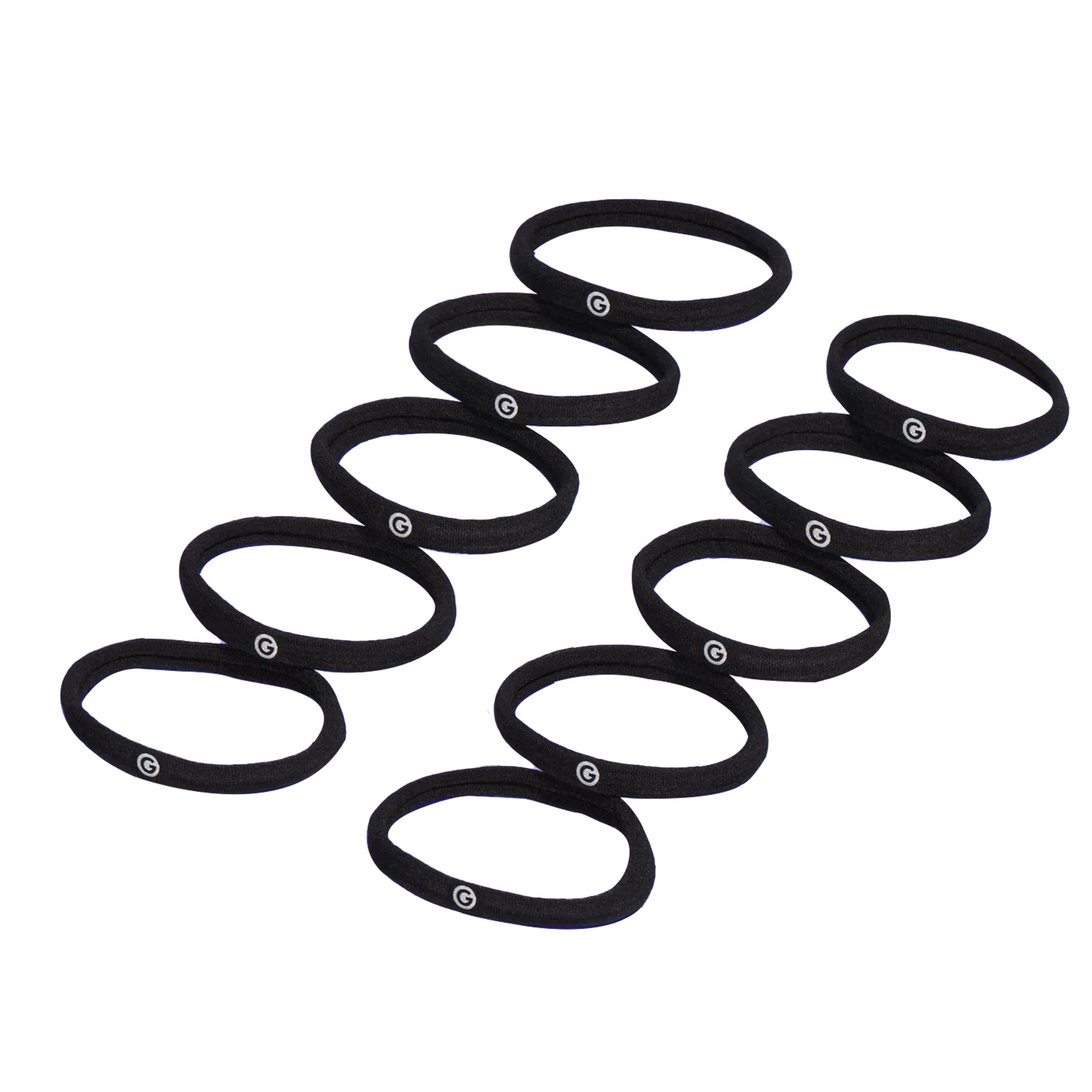 GIMME Beauty Long Hair Seamless Hair Ties, Black, 10-Pack