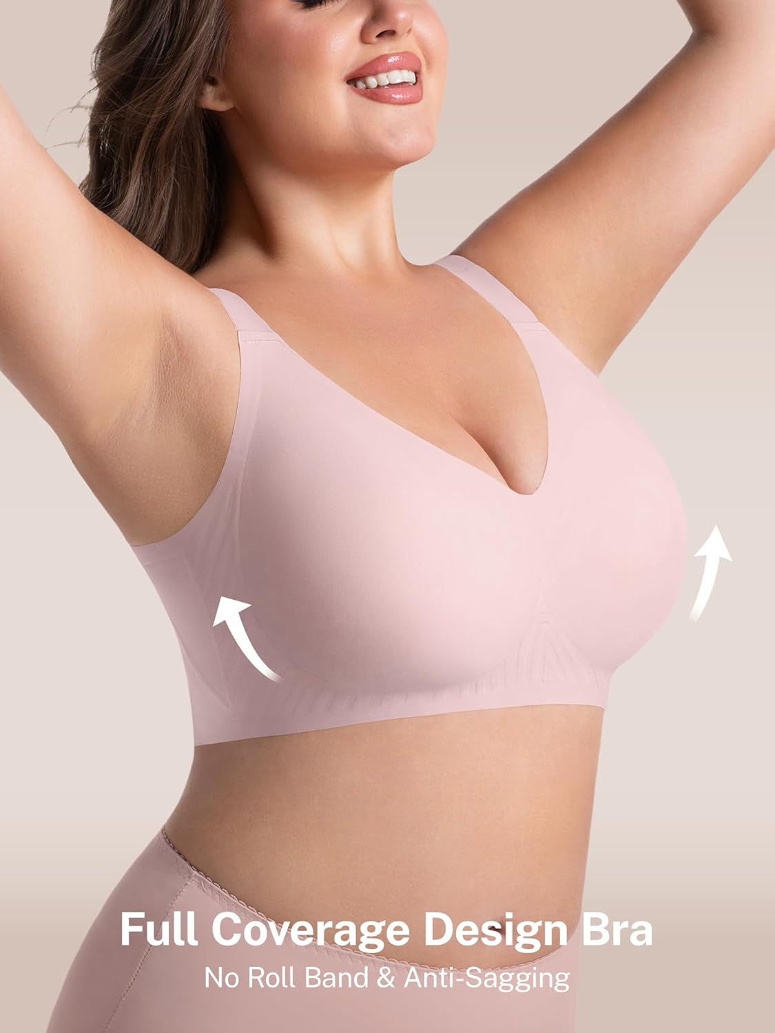 habibee Push Up Bras for Women Plus Size Wireless Full Coverage Bra for Large Breast, Seamless Everyday Bralette 32D-44D - Image 4