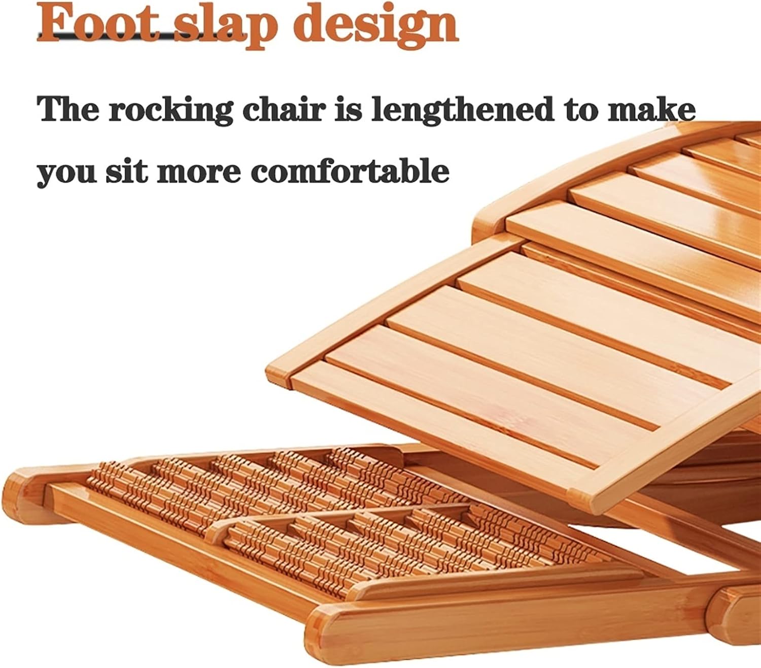 MEHWSUR Wooden Folding Rocking Chair Zero Gravity Chair Garden Deck Chairs Reclining Sun Lounger Chairs,Patio Rocking Chairs Bamboo Loungers for Heavy Duty Adults Elderly