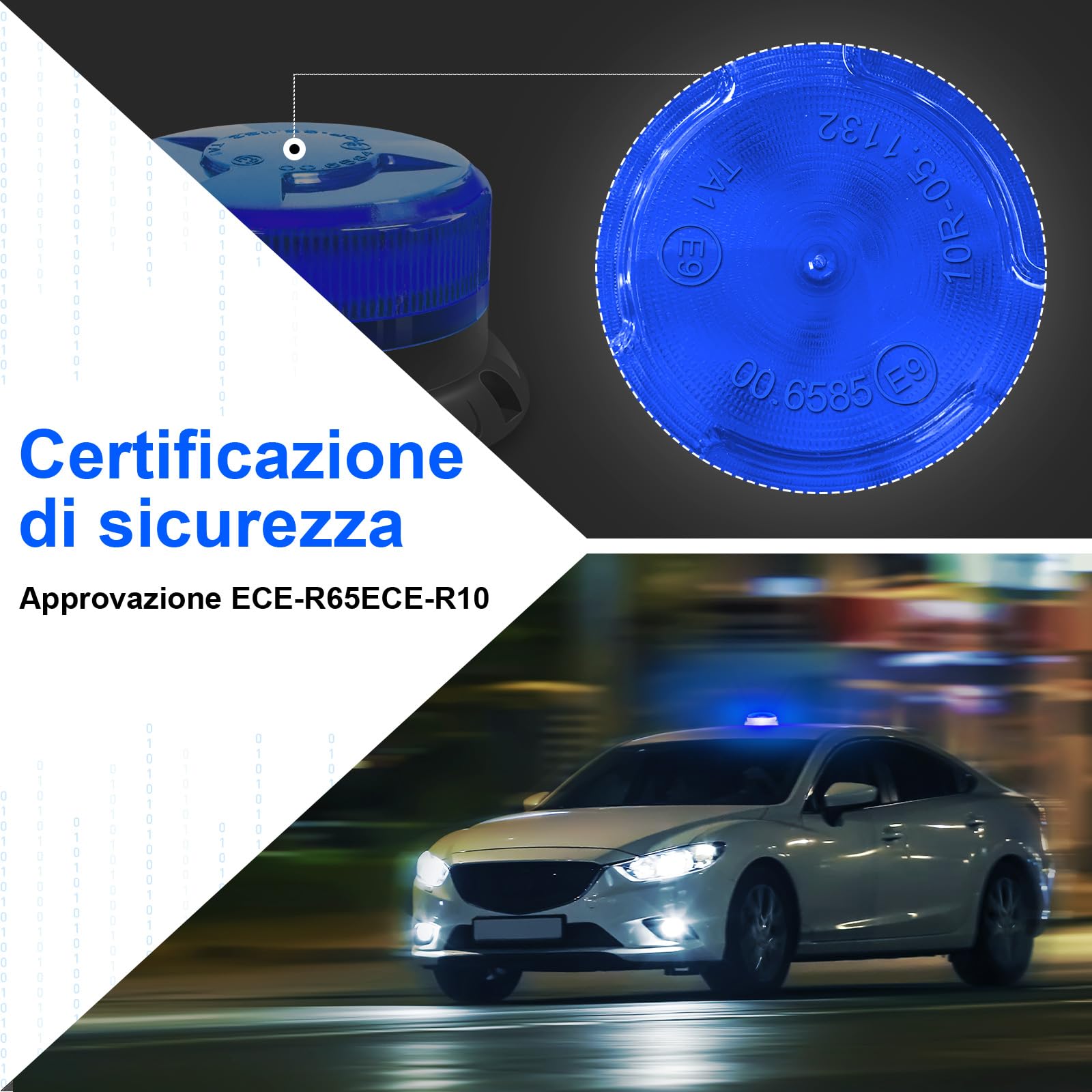 antom lampeggiante blu,12V-24V LED lampeggiante led 9 Modalità Luce LED Stroboscopica Impermeabile con 3m Cavo Alimentazione Base Magnetica Lampeggiante Auto per Camion Trattore