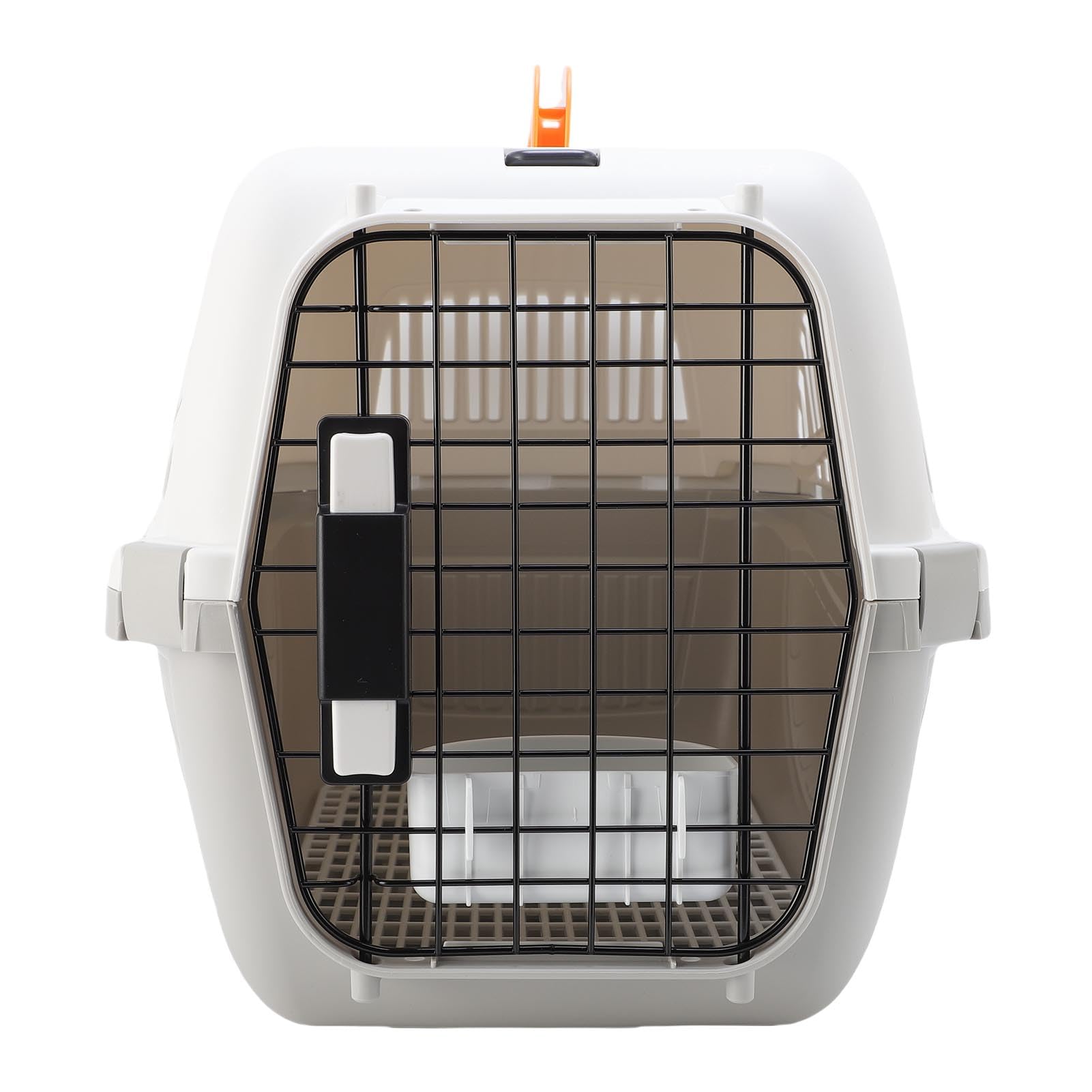 Transportín para Mascotas de Plástico Fácil de Montar Transportín para Perros de Viaje Cómodo y Seguro para Aventuras Al Aire Libre 48x32x32cm (Gray)