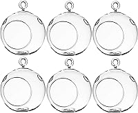 Vista 10 de WGV - Globo de terrario colgante, ancho 5 pulgadas, altura 6 pulgadas, maceta de aire para suculentas, florero de vidrio transparente con parte