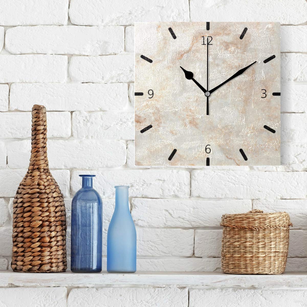 Amazon.co.jp: Baofu ストライプ壁掛け時計 正方形 ヴィンテージ