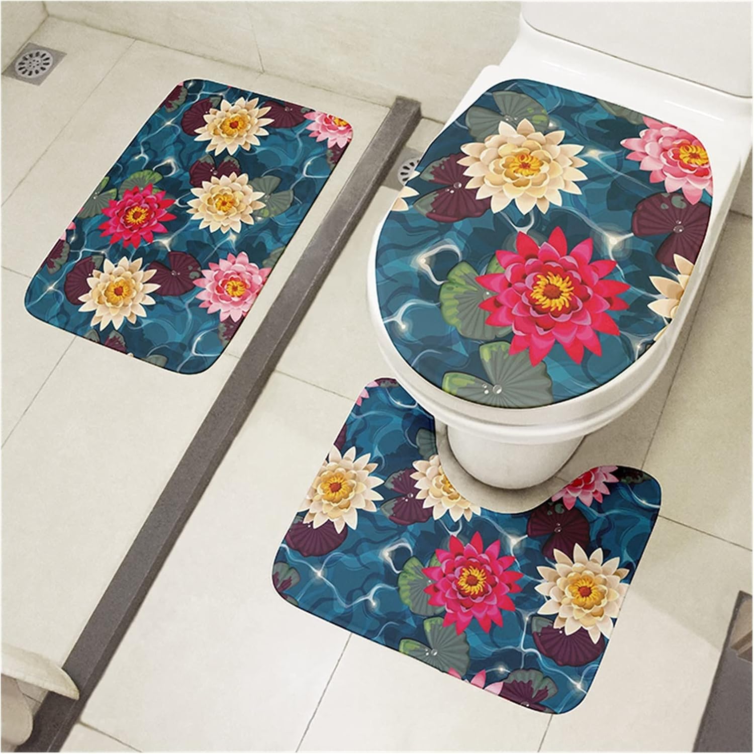 トイレカバーバスマットセットカーペットエントランスドアマットシャワー装飾カーペット 便座カバー (Color : Style2, S