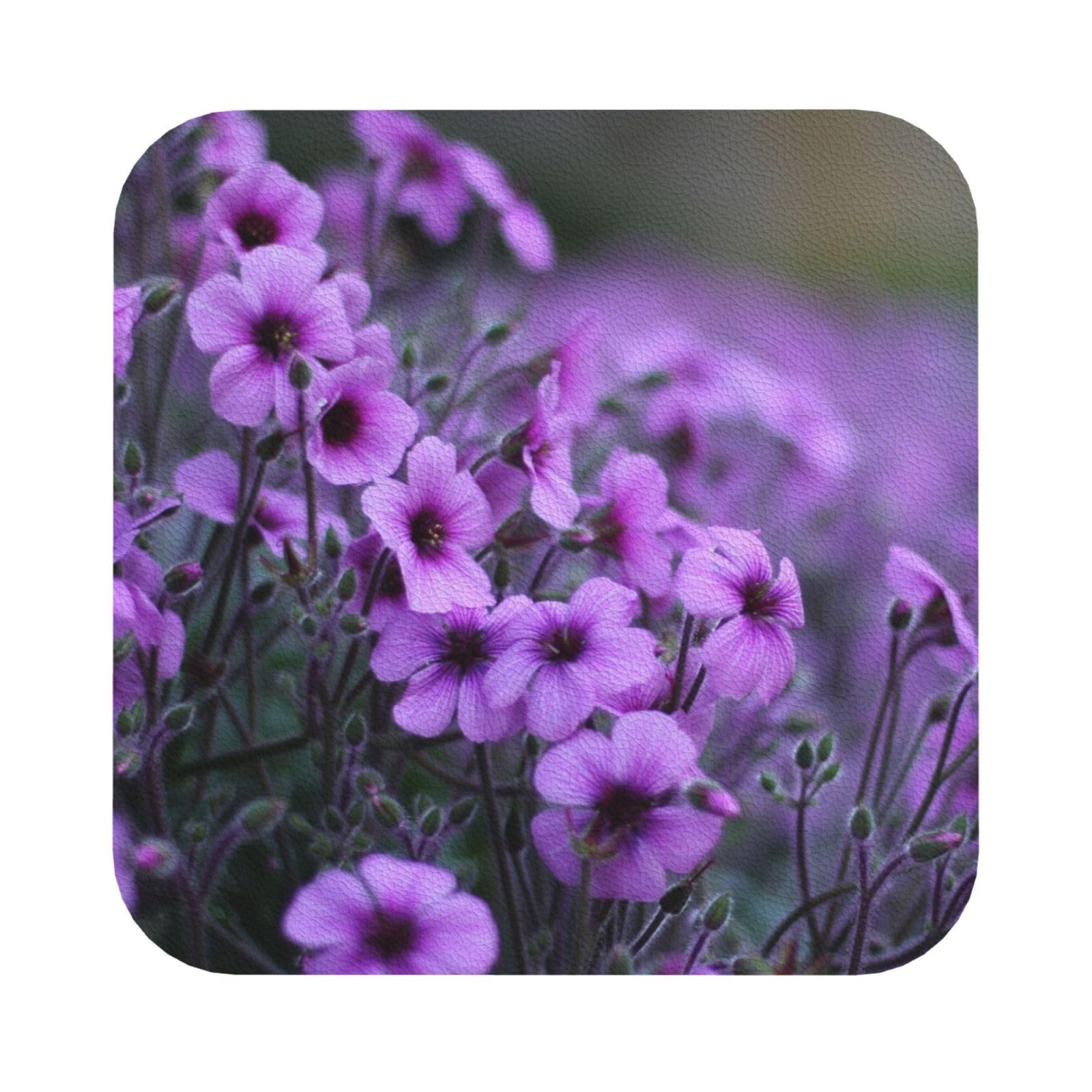 Lavender bouquet PU Leather Coasters Set of 6 Square Drink Coasters