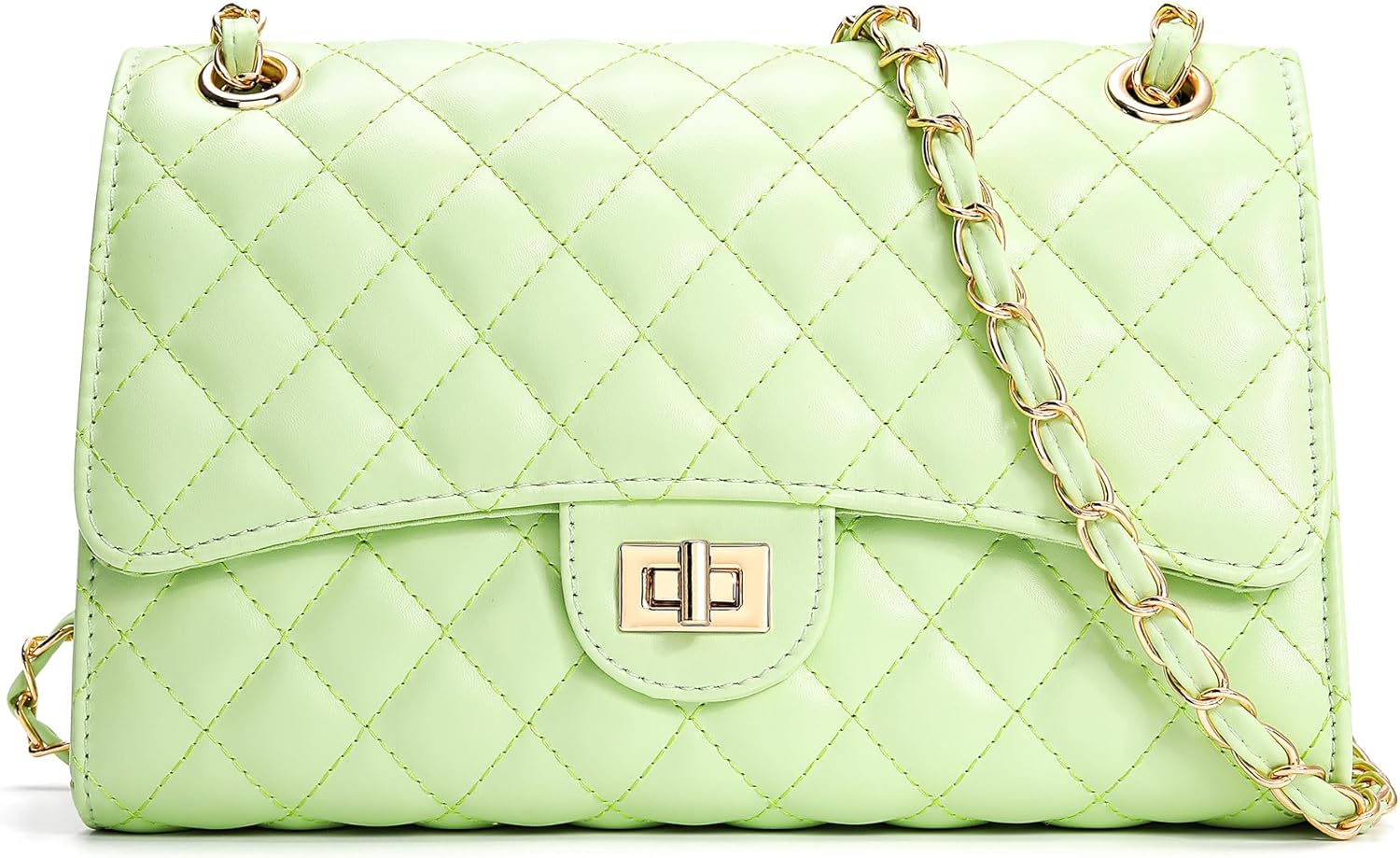 Quilted Crossbody Purse for Women Trendy Ladies Shoulder Bag with Chain Strap PU Leather Cross Body Bags Satchel HandBag