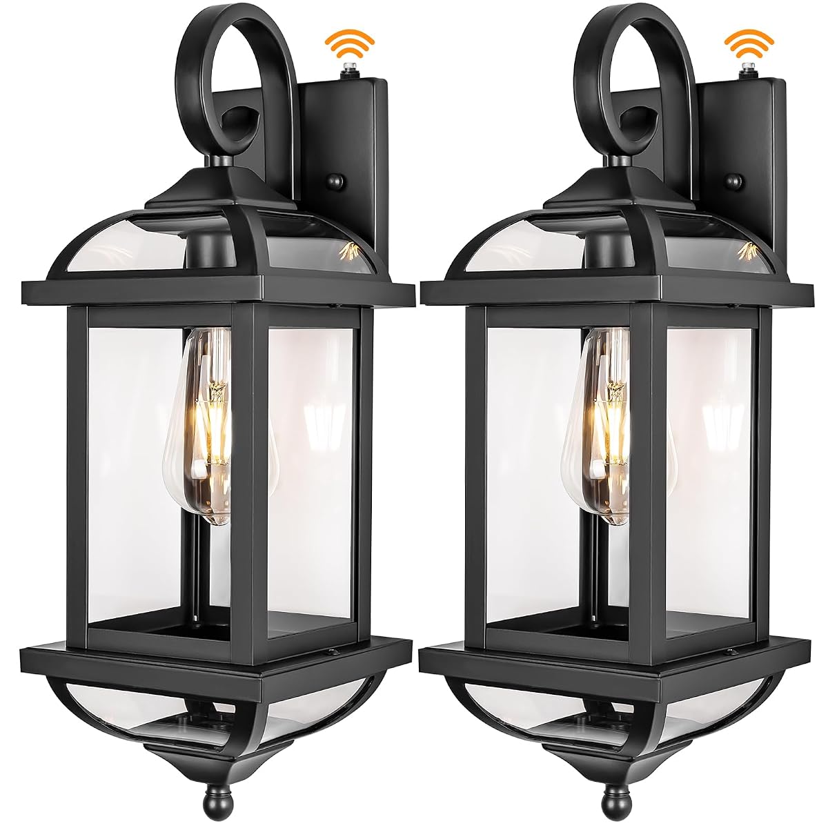 Roravilila Dusk To Dawn Outdoor Lights 2-Pack, Modern Black Aluminum Wall
