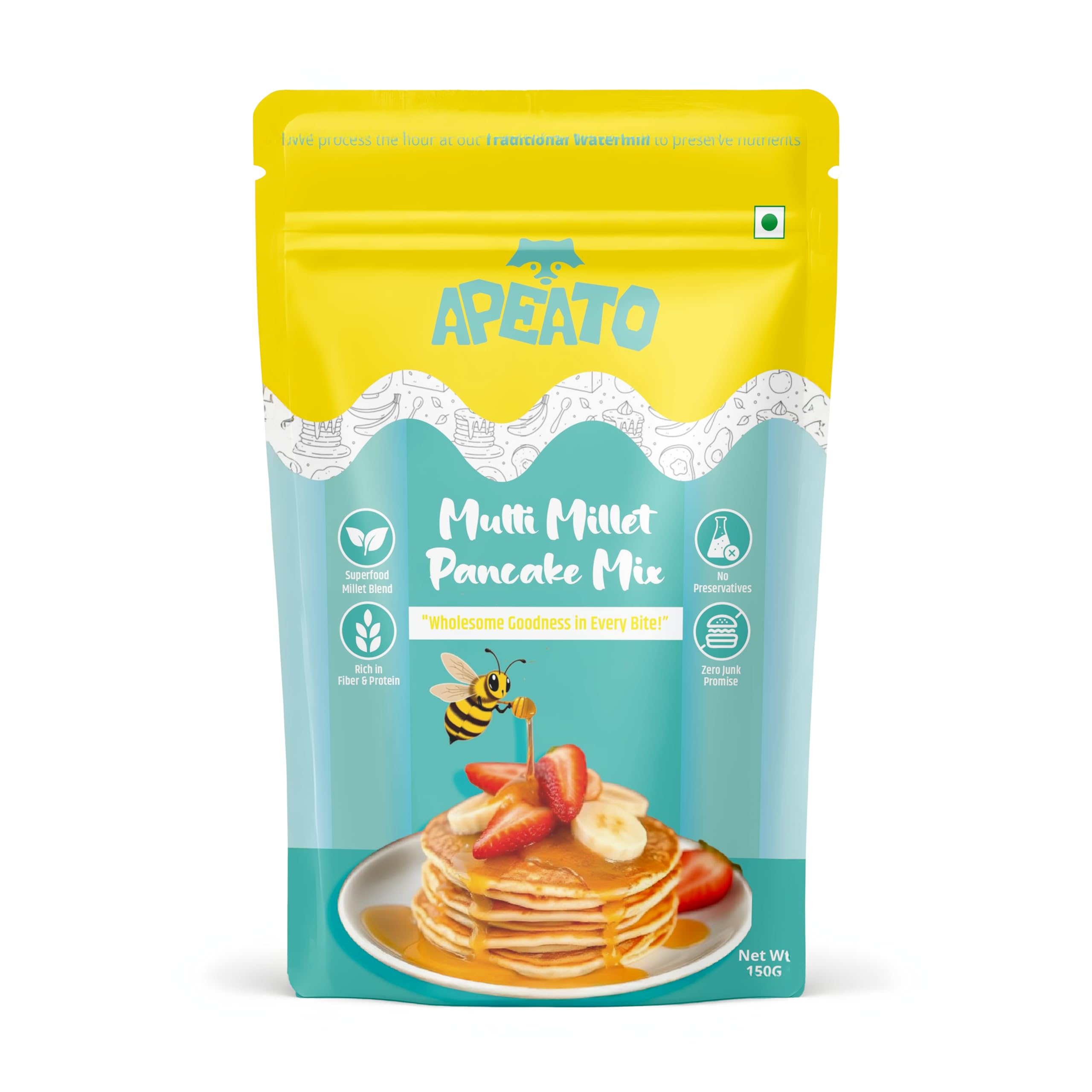 Apeato Instant Breakfast Millet Pancake Mix | Gluten-Free, High-Fiber & Protein-Rich | Superfood Blend Preservative Free, Quick & Easy to Prepare, Nutritious Breakfast - 150gm-image-18