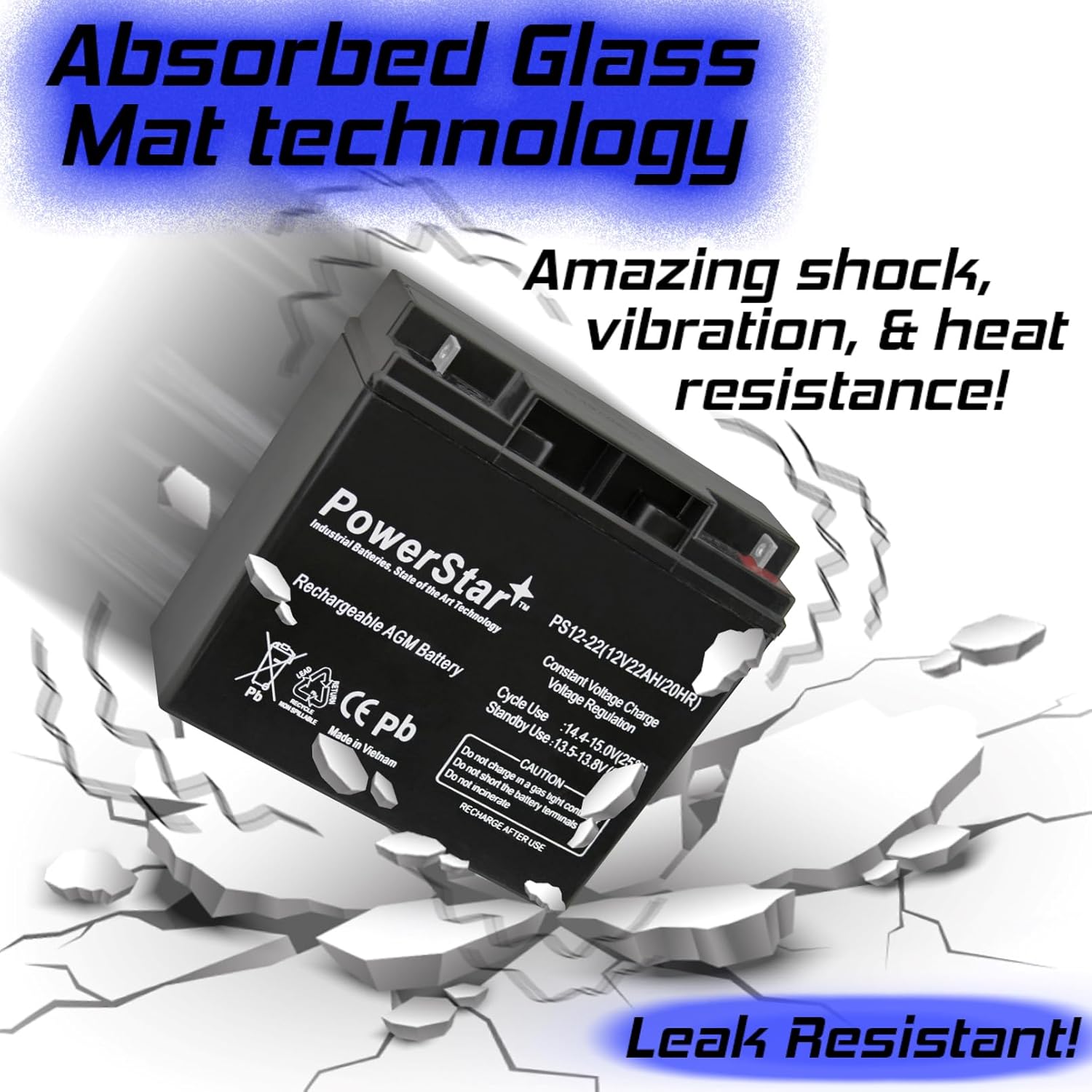 PowerStar 12V 22AH 6FM22 6-FM-22 AGM/SLA Rechargeable Deep Cycle Battery : Health & Household