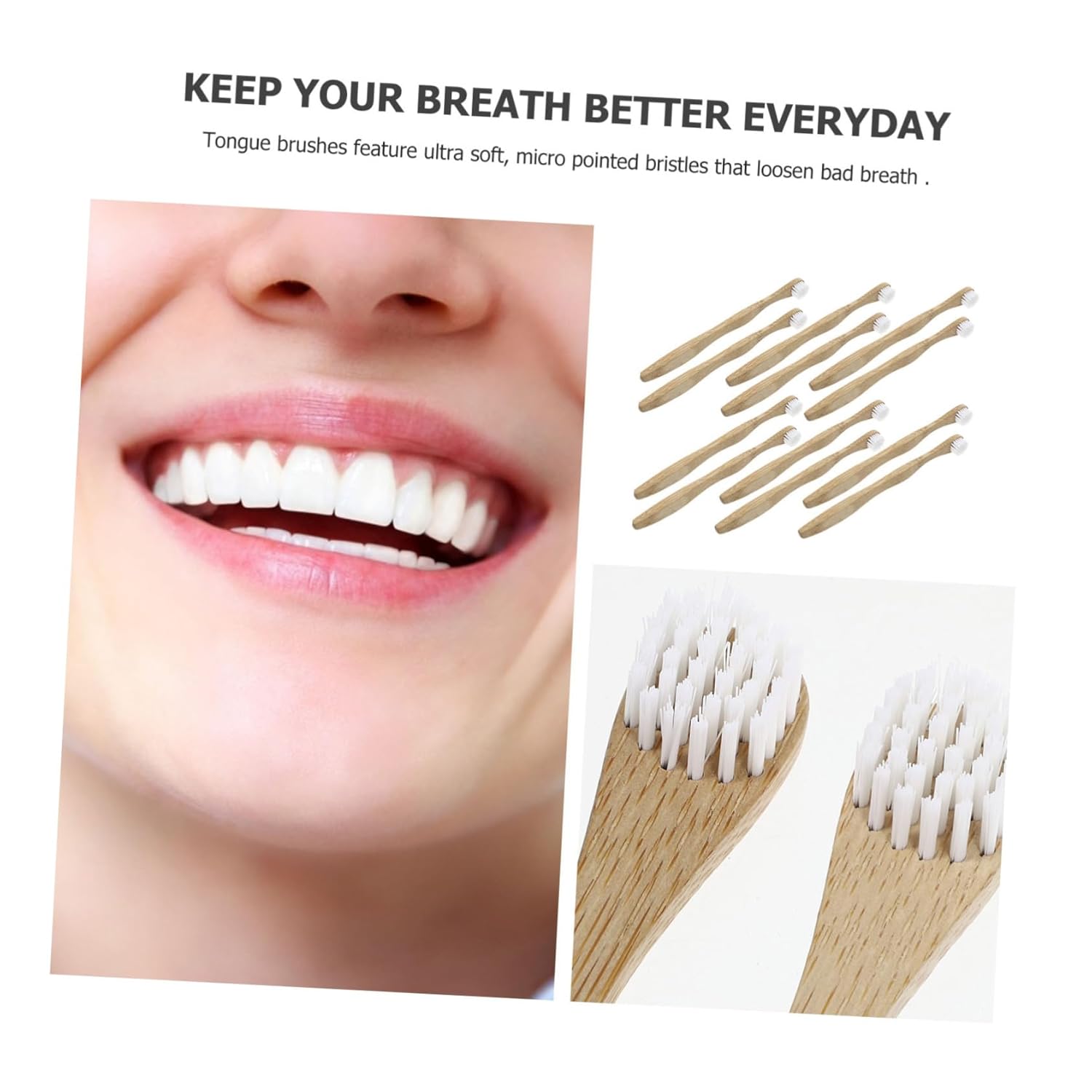 12pcs Bamboo Tongue Cleaning Brush Oral Care Tools for Newborns Kit Non-toxic