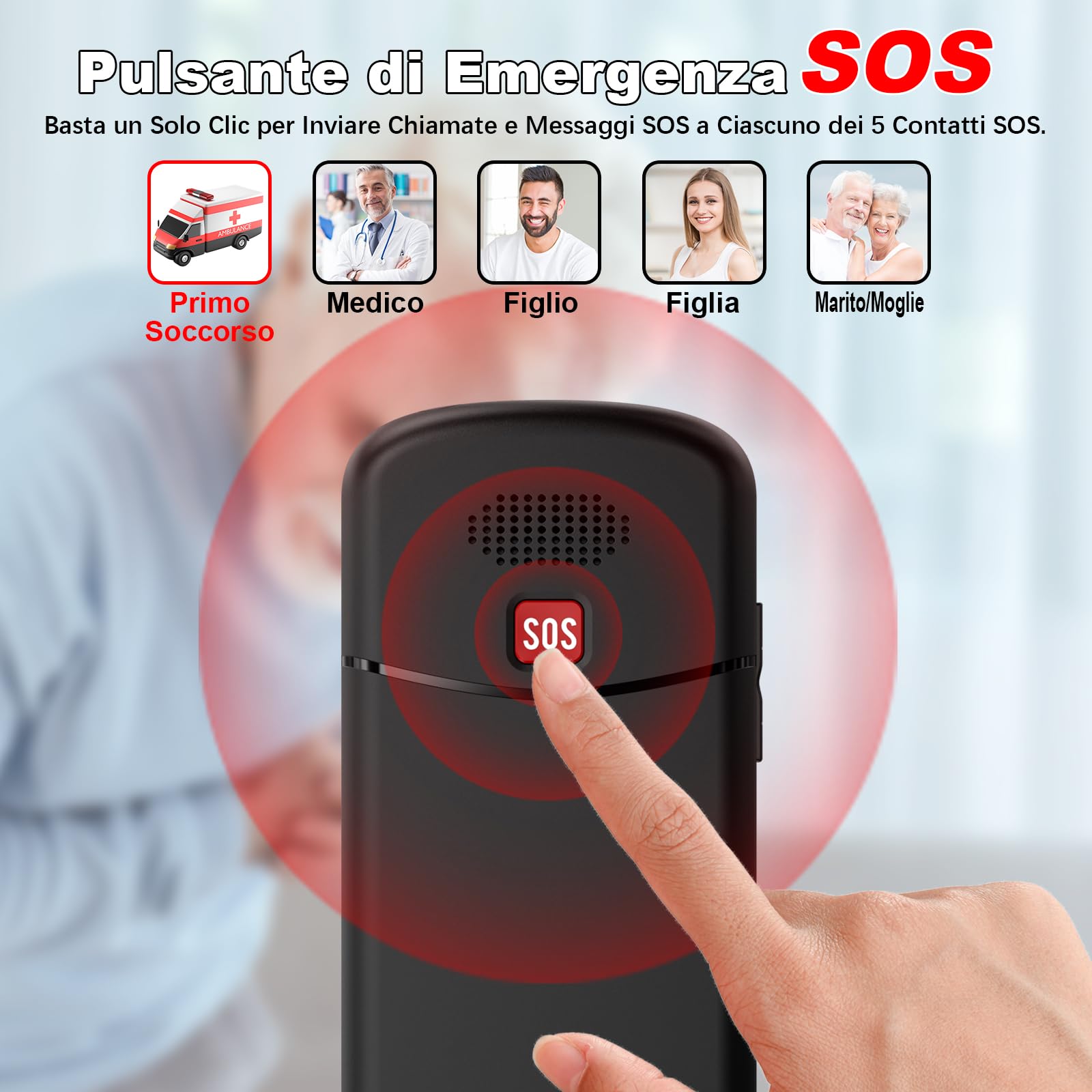 CHAKEYAKE Telefono Cellulare per Persone Anziane, GSM Dual Sim con Tasti Grandi e Facile da Usare | Funzione SOS,Batteria di Grande Capacità | Volume Alto Con Base di Ricarica | Nero