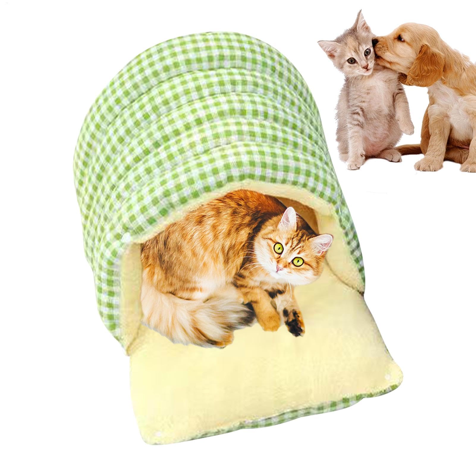 Cama de cueva para gatos, cama cubierta para gatos, linda cama extraíble y | cerrada para cachorros, bolsa de calor portátil para mascotas, accesorio de sueño lavable para sofá, cama, silla y suelo