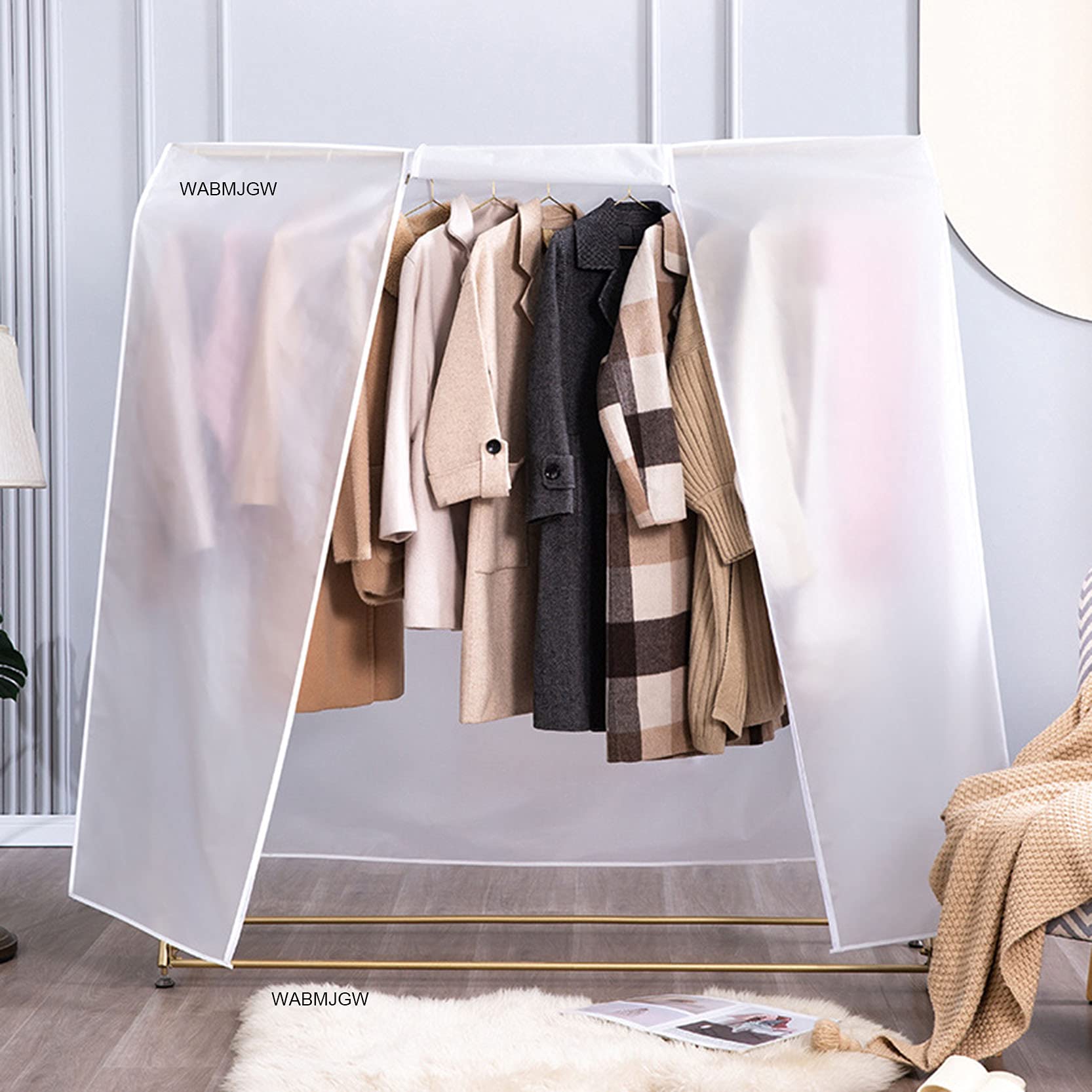 Copri-appendiabiti con cerniera, 2 pezzi di copertura per appendiabiti addensato ecologico, protezione trasparente per grucce, impermeabile e antipolvere, lavabile, A-90x50x150cm (A 90x50x150cm)