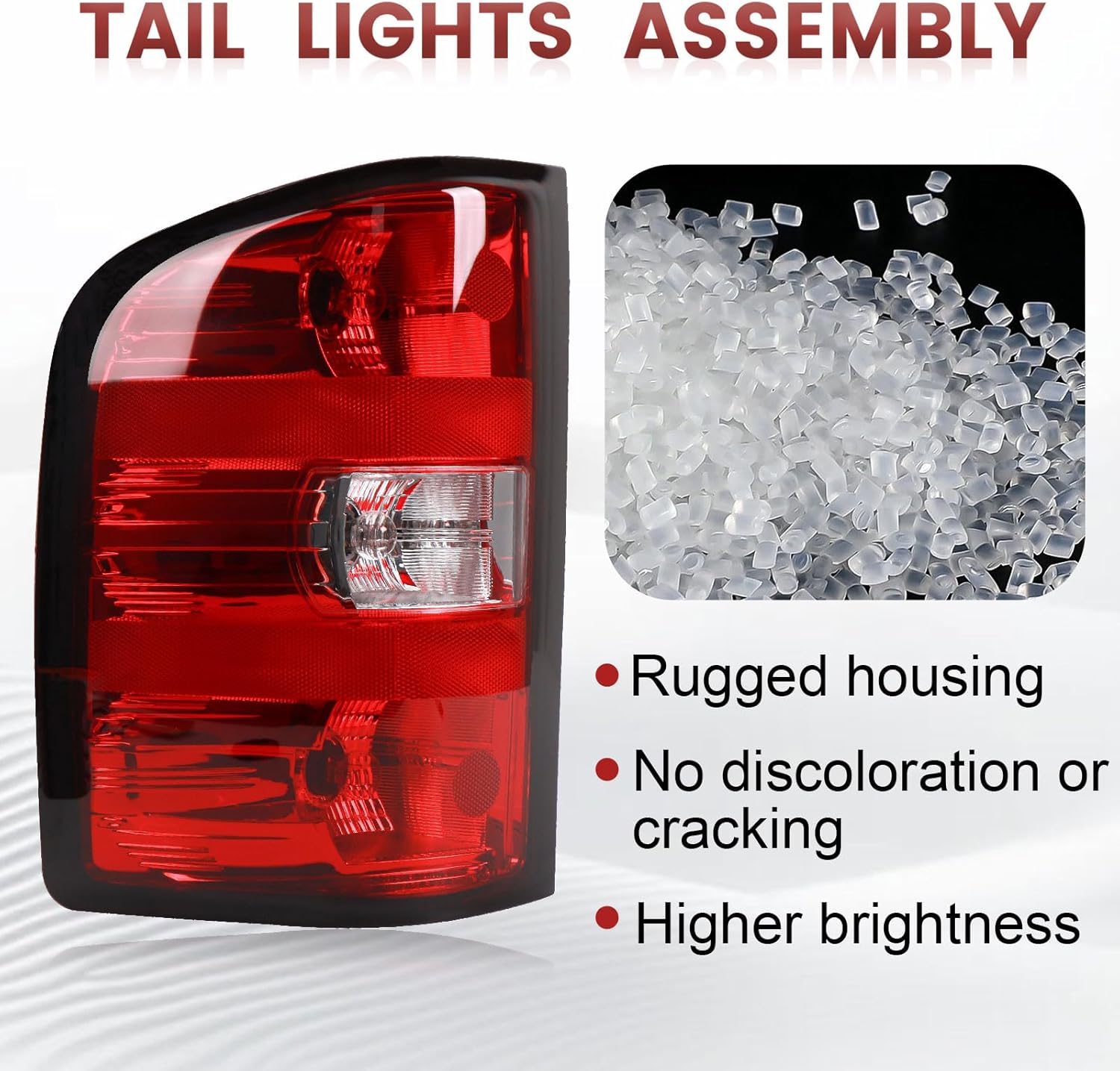 Tail Lights Assembly Compatible with 2007-2013 Chevy Silverado 1500 2500HD 3500HD & GMC Sierra 2500 HD 3500 HD, Rear Light Taillights Replacement # GM2801207 GM2800207(Black Border)