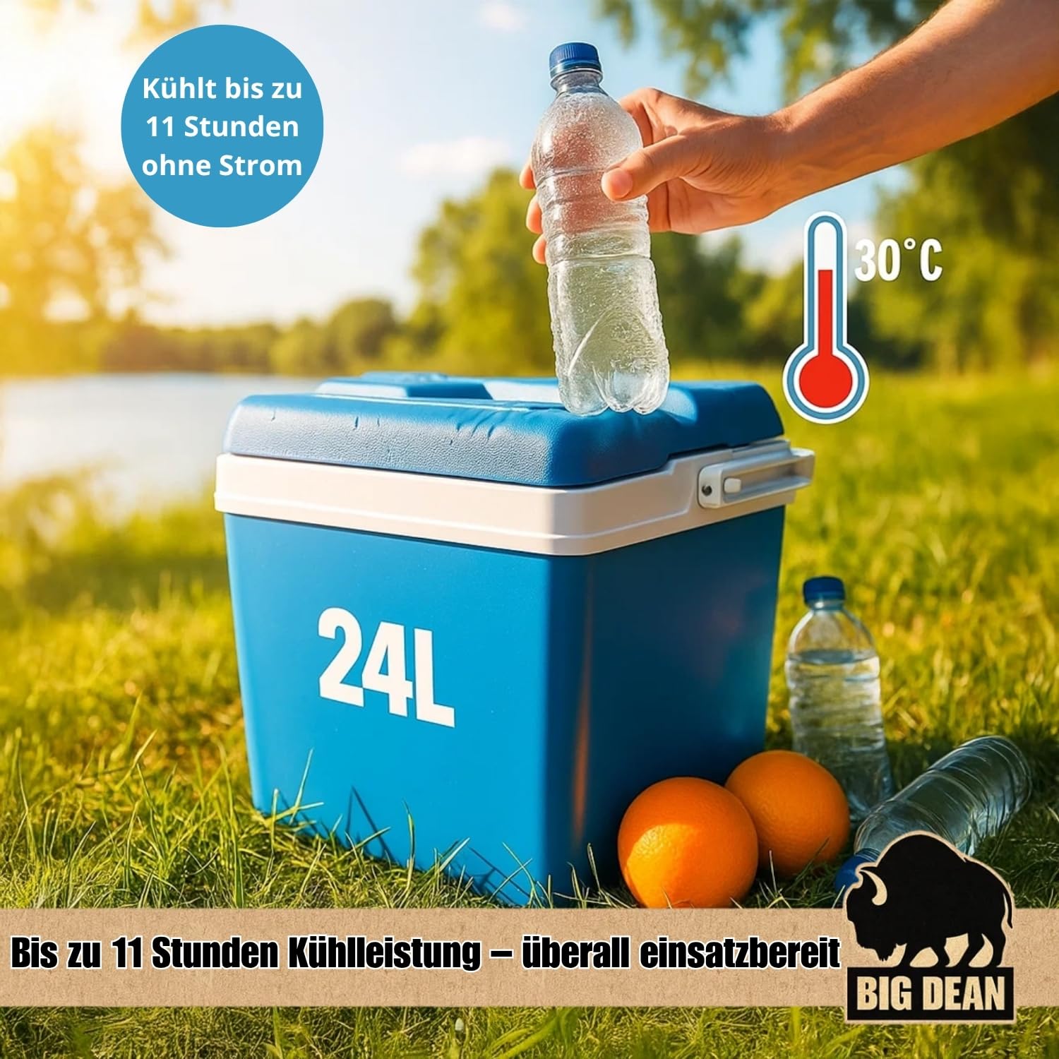 Kühlbox inkl. 12 Kühlakkus 24 Liter Kühlbox mit Akku für bis zu 11 h Kühlung