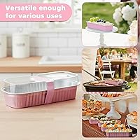 Vista 4 de Ruckae - Juego de 100 moldes mini para pan de aluminio con tapas y cucharas, moldes desechables de papel de aluminio, moldes rectangulares mini