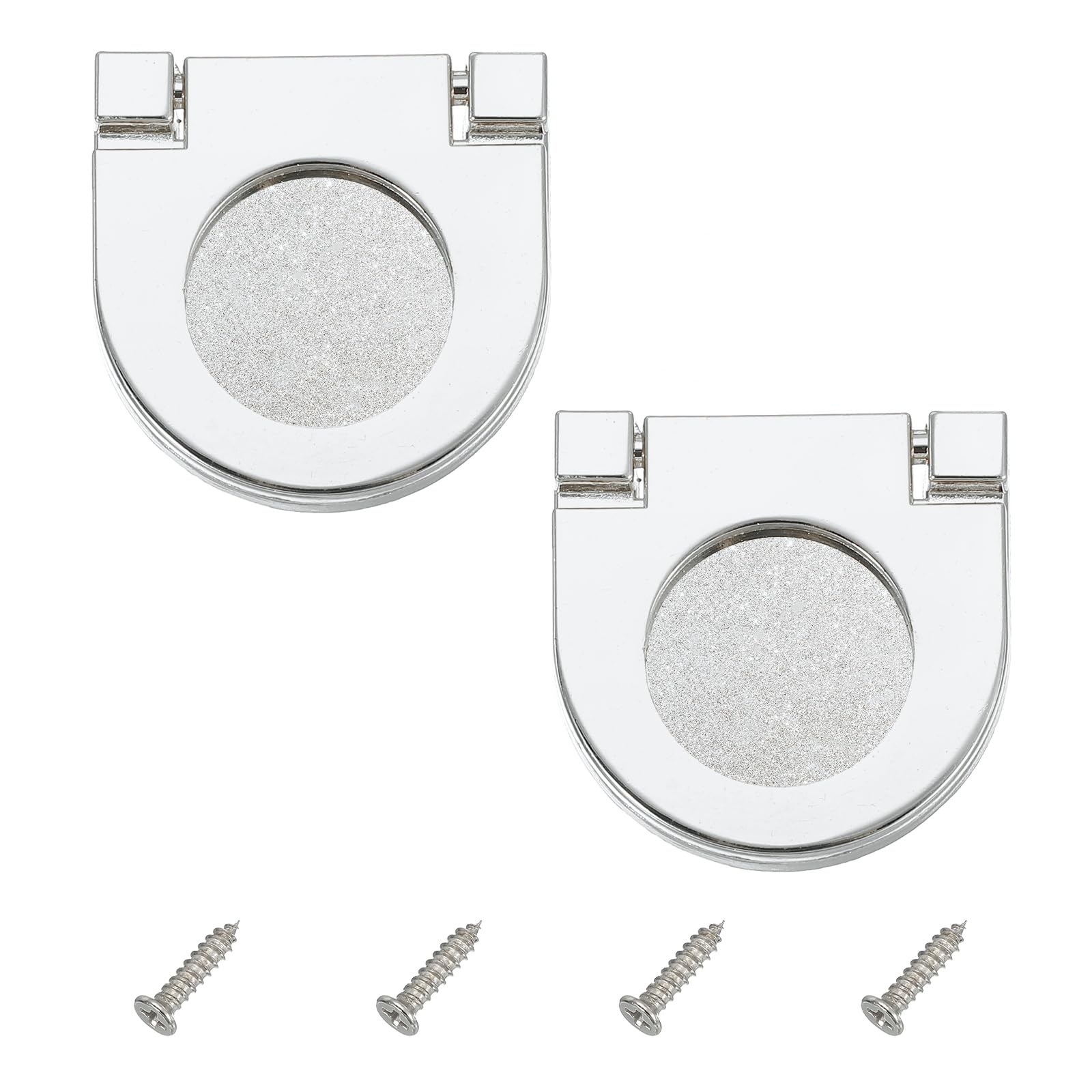 PATIKIL 1.4 Inch (35mm) Flush Ring Pull 2 Pcs Low Profile Drawer Pull Zinc Alloy Flip Drawer Handle with Screws for Furniture Closets Dressers Silver