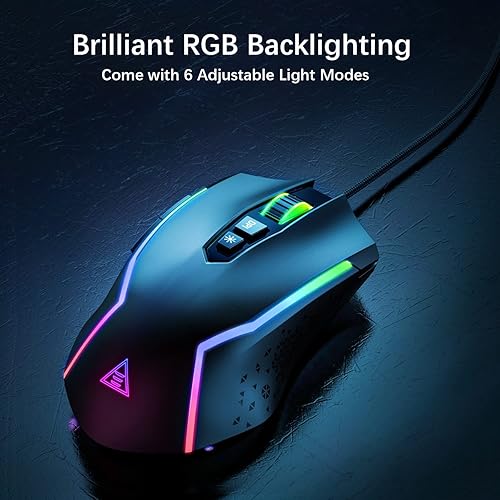 Miniatura 6 de EKSA Mouse para juegos mouse ergonómico con cable con 7 botones programables retroiluminación Chroma RGB 6 y ajustable 8000 DPI para jugadores de PC