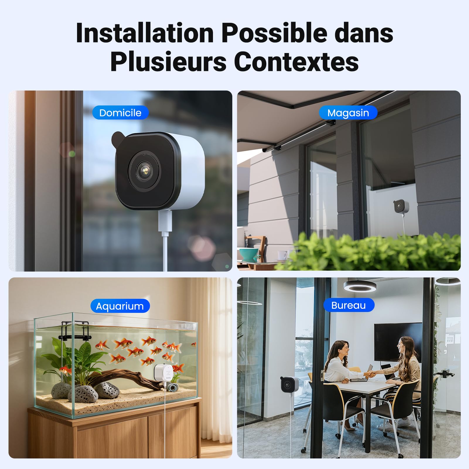 Caméra Magnétique pour Fenêtre 2K Sans Perçage, Surveillance Wi-Fi 2,4/5 GHz Intérieur, Vision Nocturne Couleur Starlight, Détection Personnes, Enregistrement 24/7