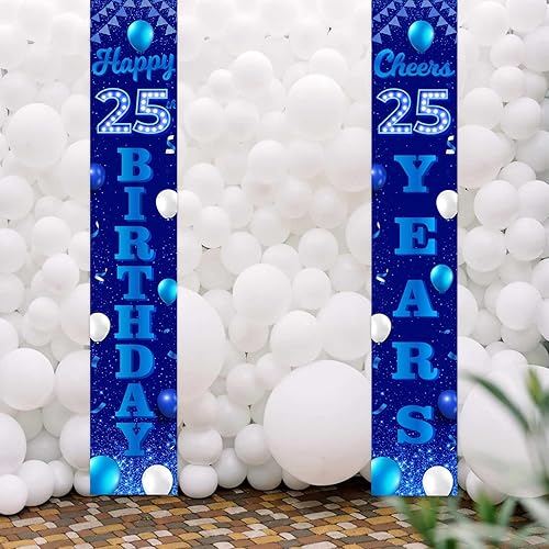 Miniatura 10 de Cartel de feliz cumpleaños número 10 color azul y negro, decoración temática de globos de confeti para niñas de 10 años, suministros de cumpleaños,